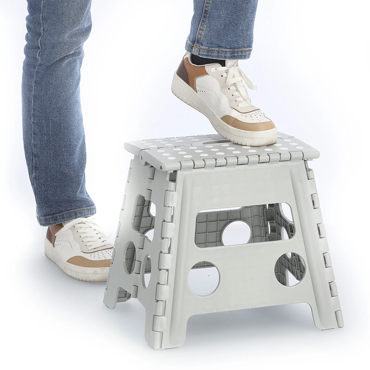 Klapphocker, Kunststoff, grau 37 x 30 x 32 cm, Belastbarkeit 150kg, TÜV Sic