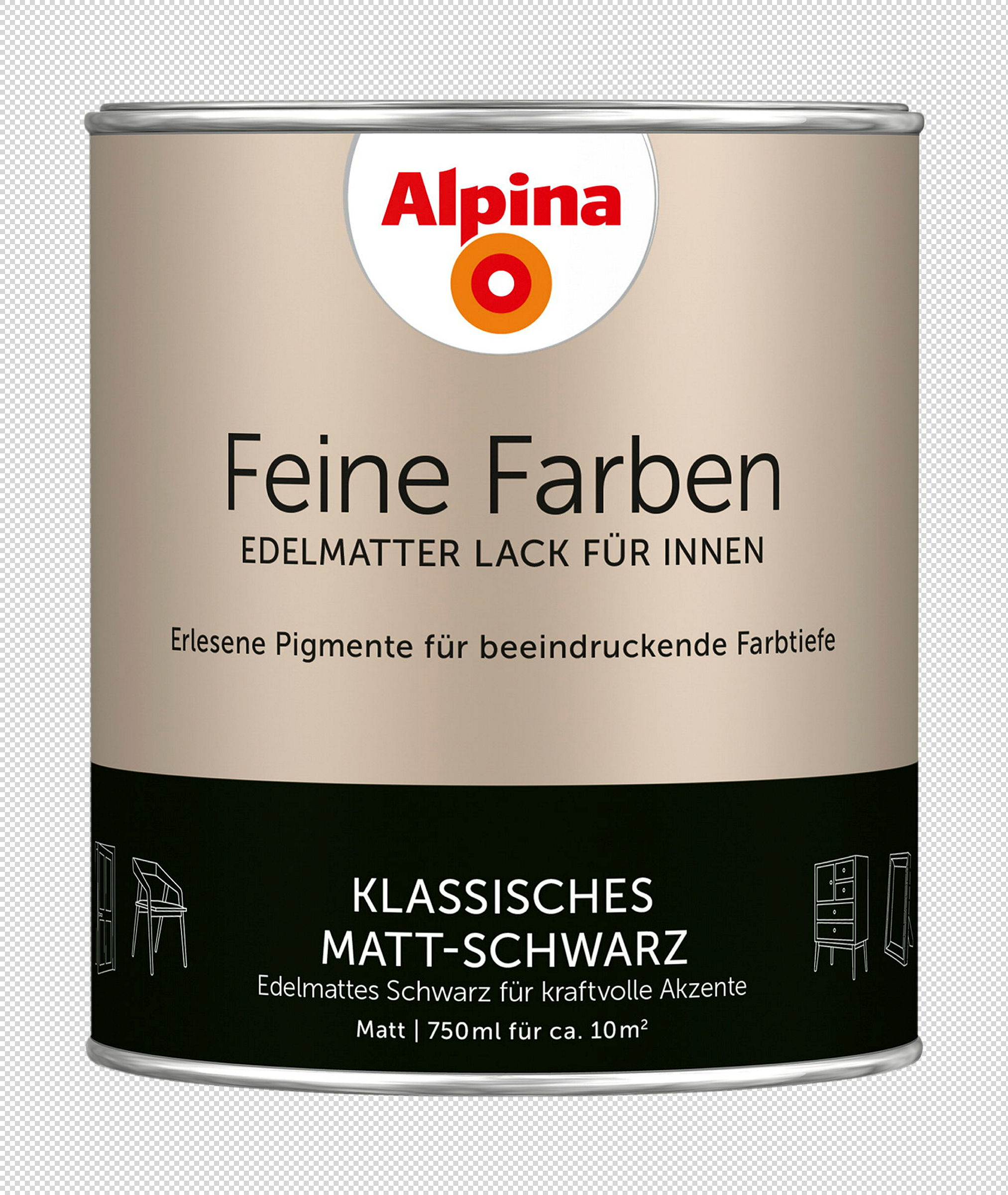 Alpina Feine Farben Lack Klassisches Matt-Schwarz 750ml