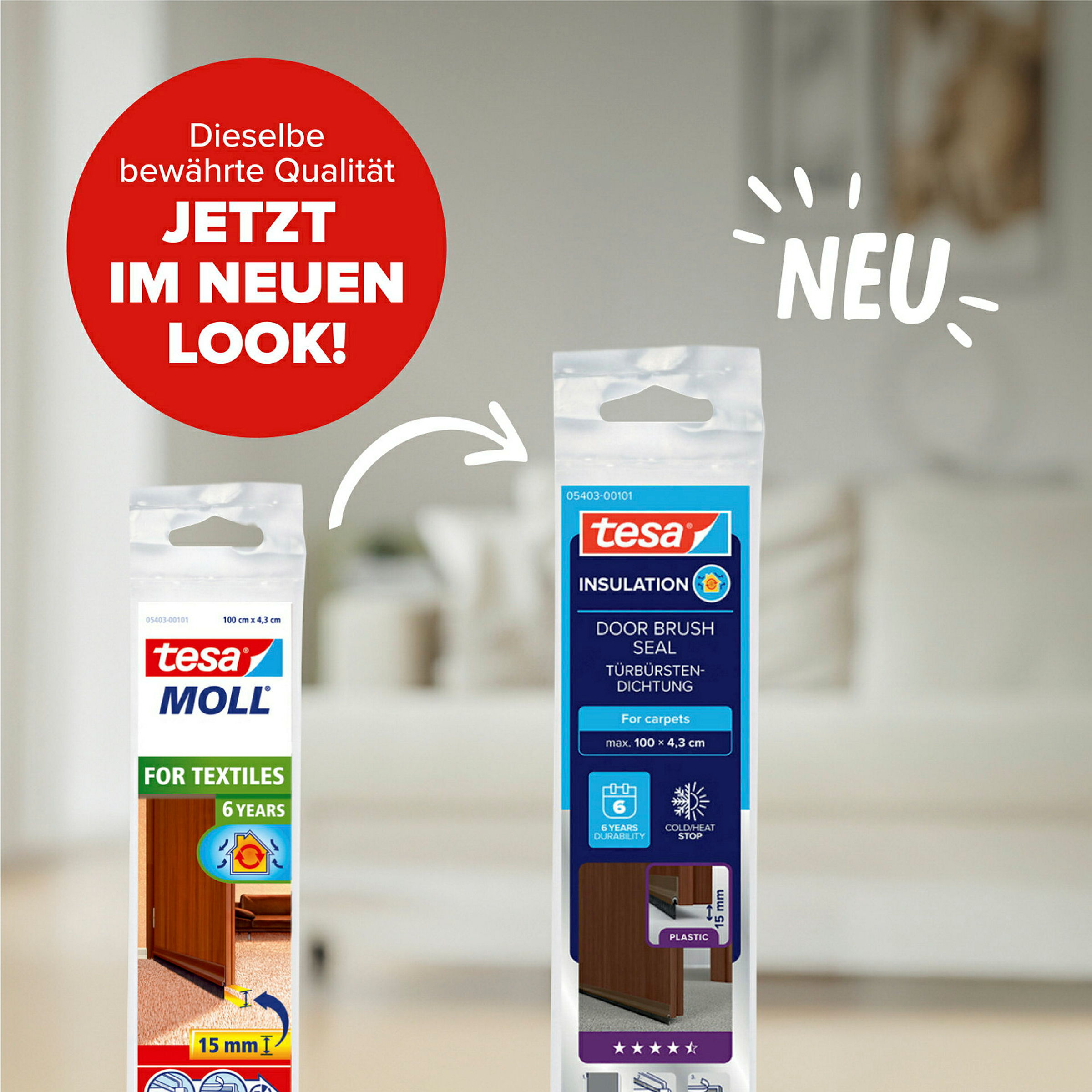 tesamoll® Türdichtschiene für Textilböden braun