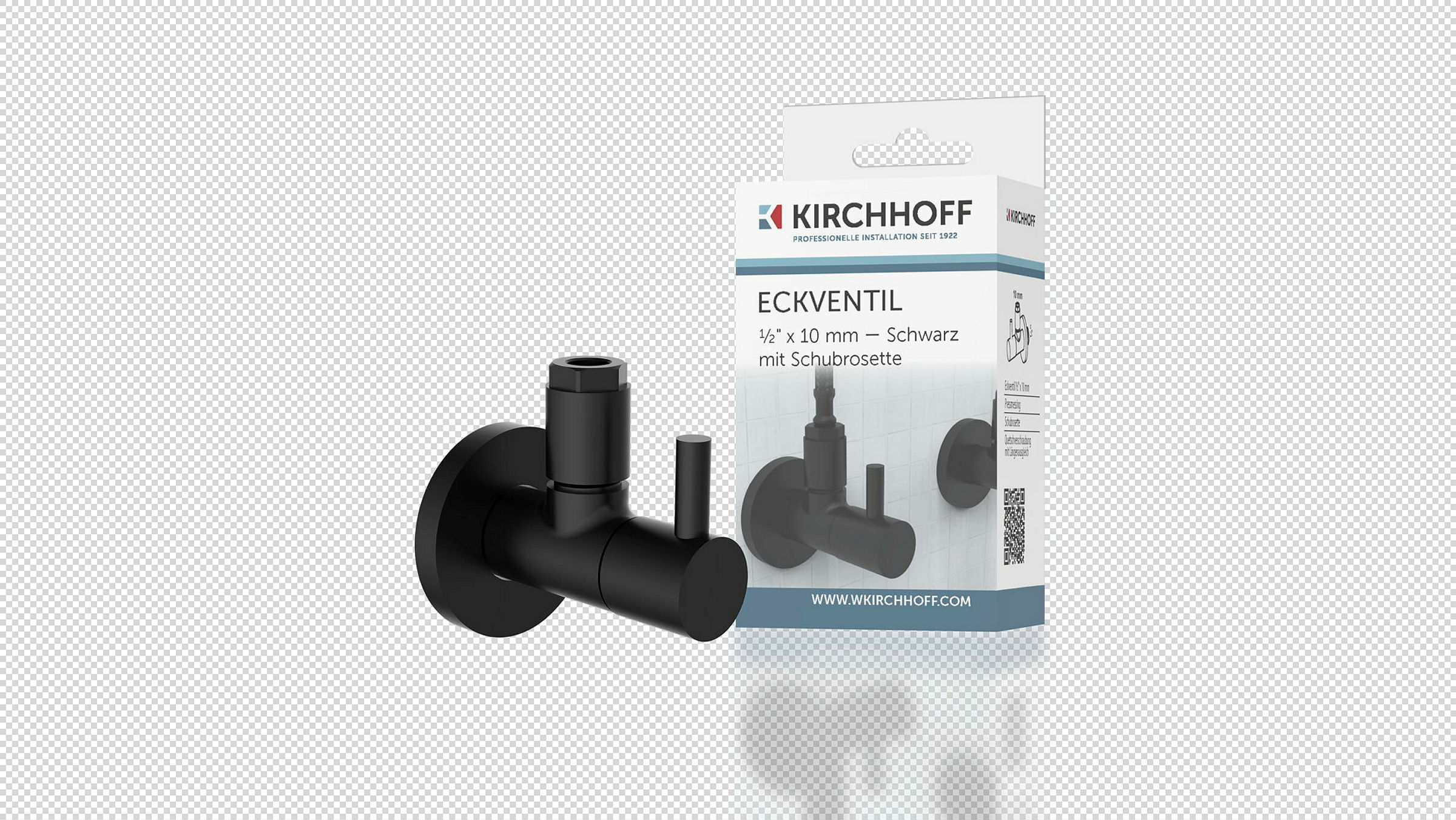 MS Eckventil, Schwarz matt, 1/2''AG x 10 mmQ, mit Rosette