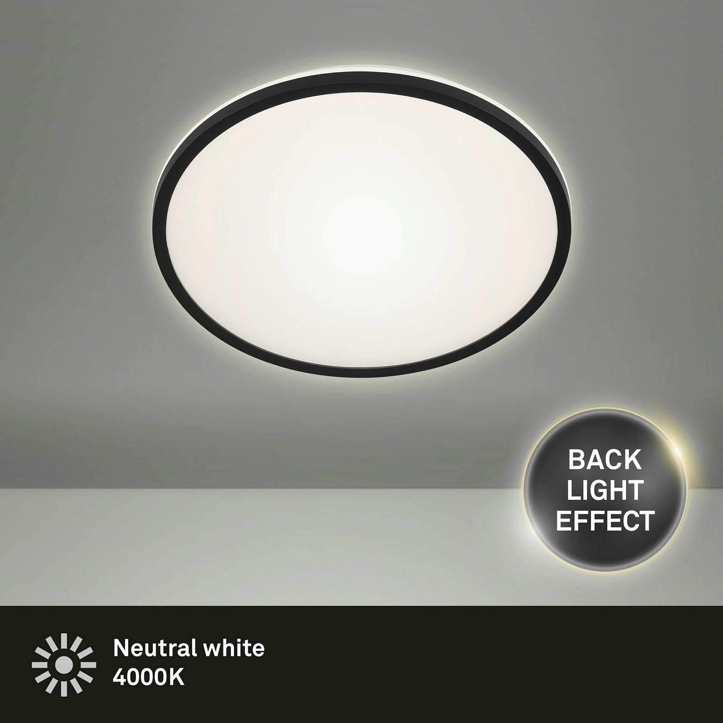 LED Deckenleuchte mit Backlighteffekt, schwarz, 1xLED/15W