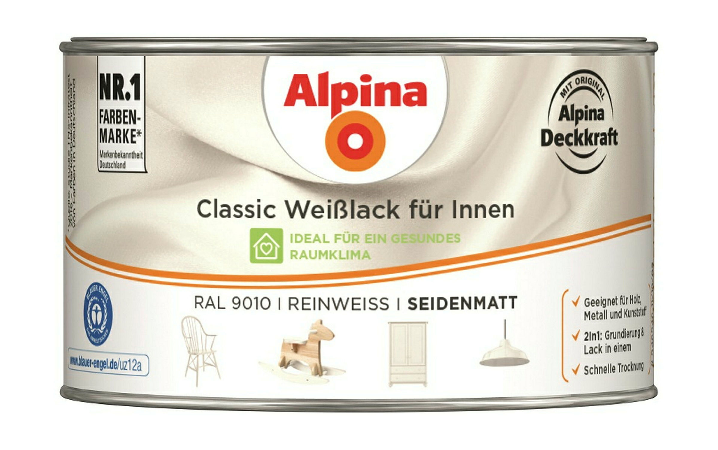Alpina Classic Weißlack für Innen Reinweiß 300ml seidenmatt