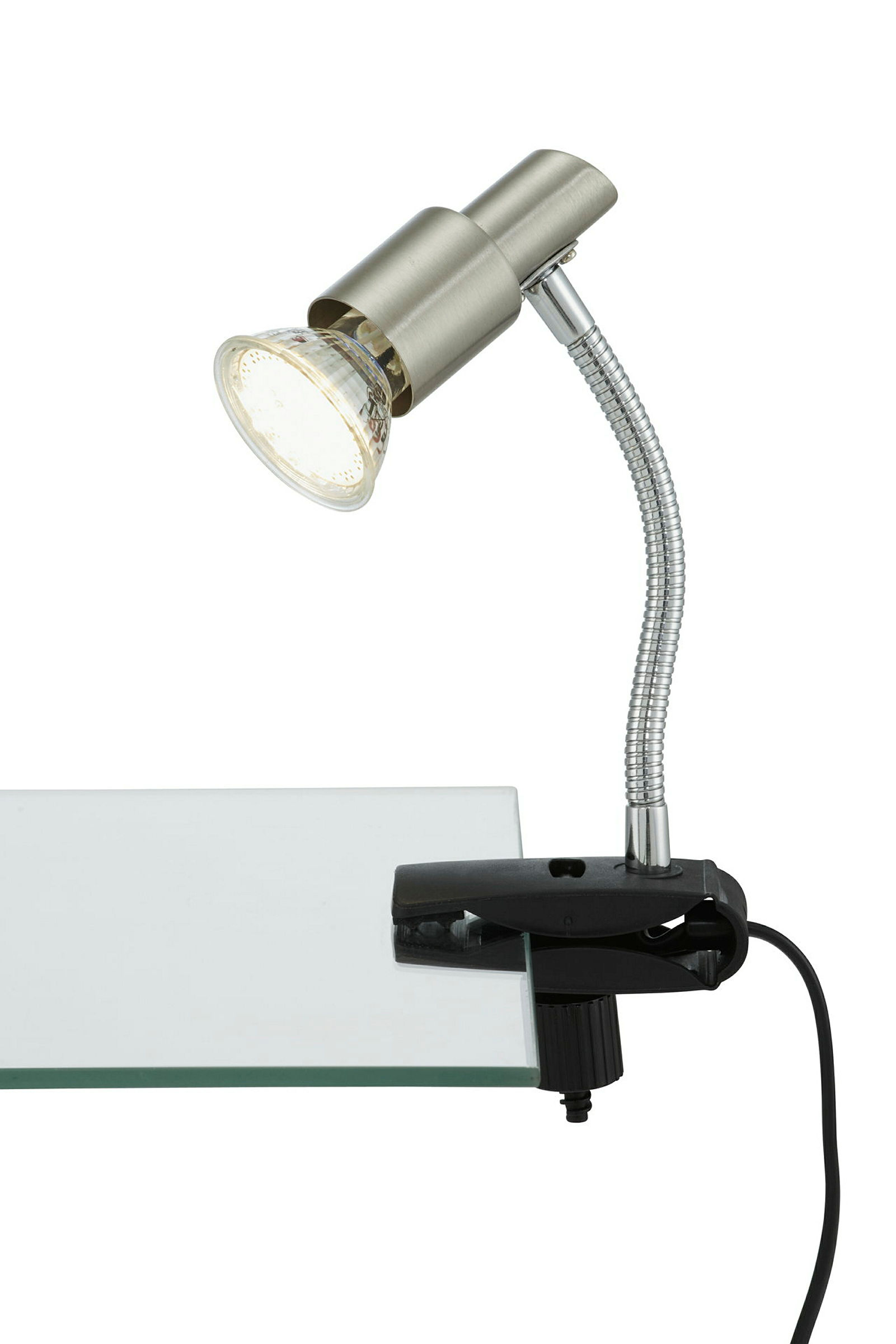 LED Klemmleuchte, matt-nickel, 1xLED/GU10/2,9W