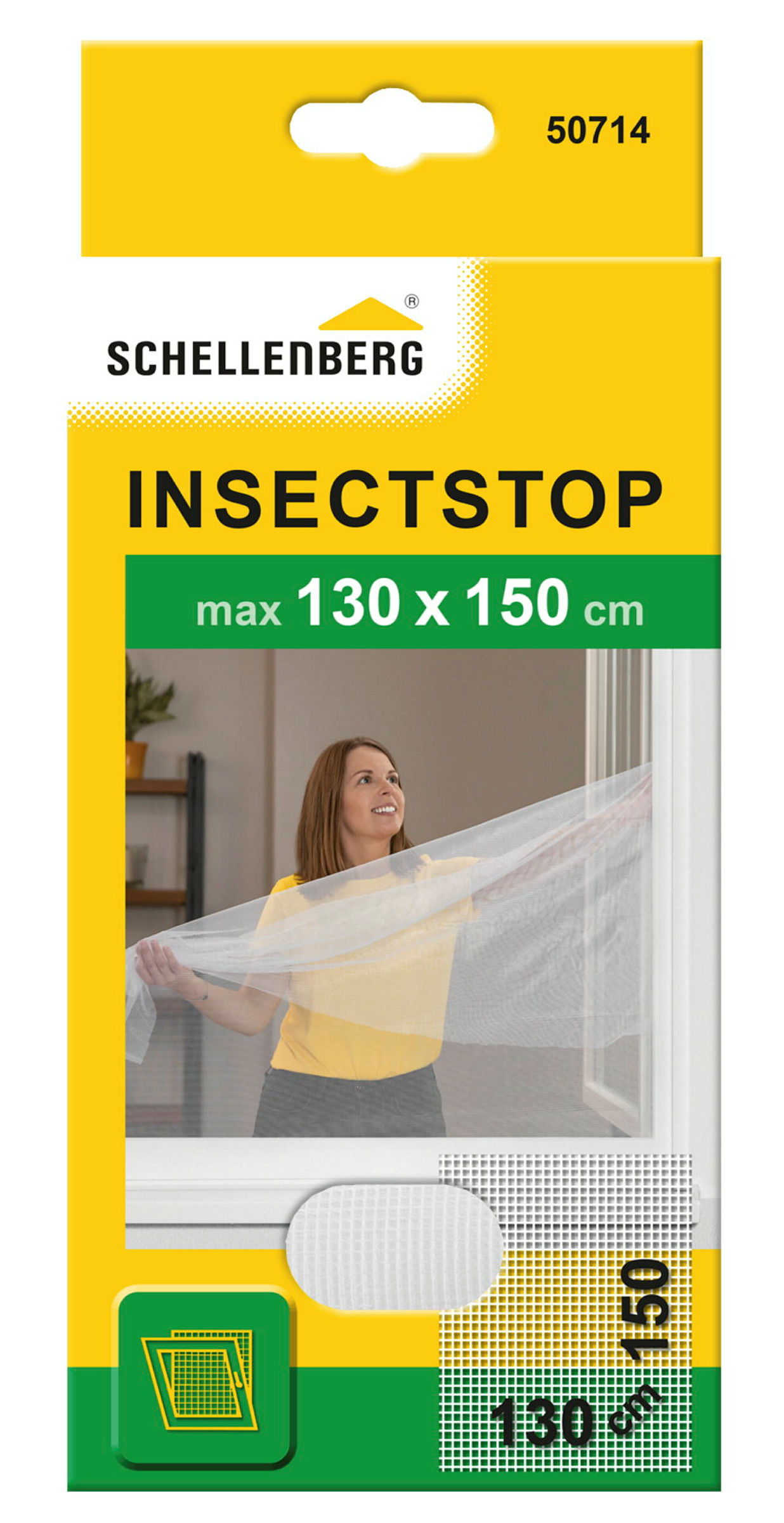 Schellenberg Fliegengitter für Fenster, 130 x 150 cm, weiß