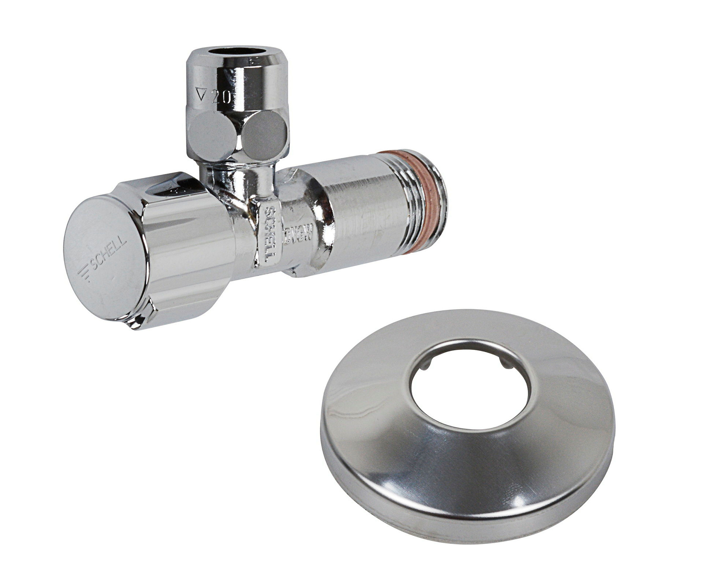 SCHELL Eckventil, Chrom, 1/2''AG x 3/8'' x 10 mmQ, selbstdichtend mit Schub