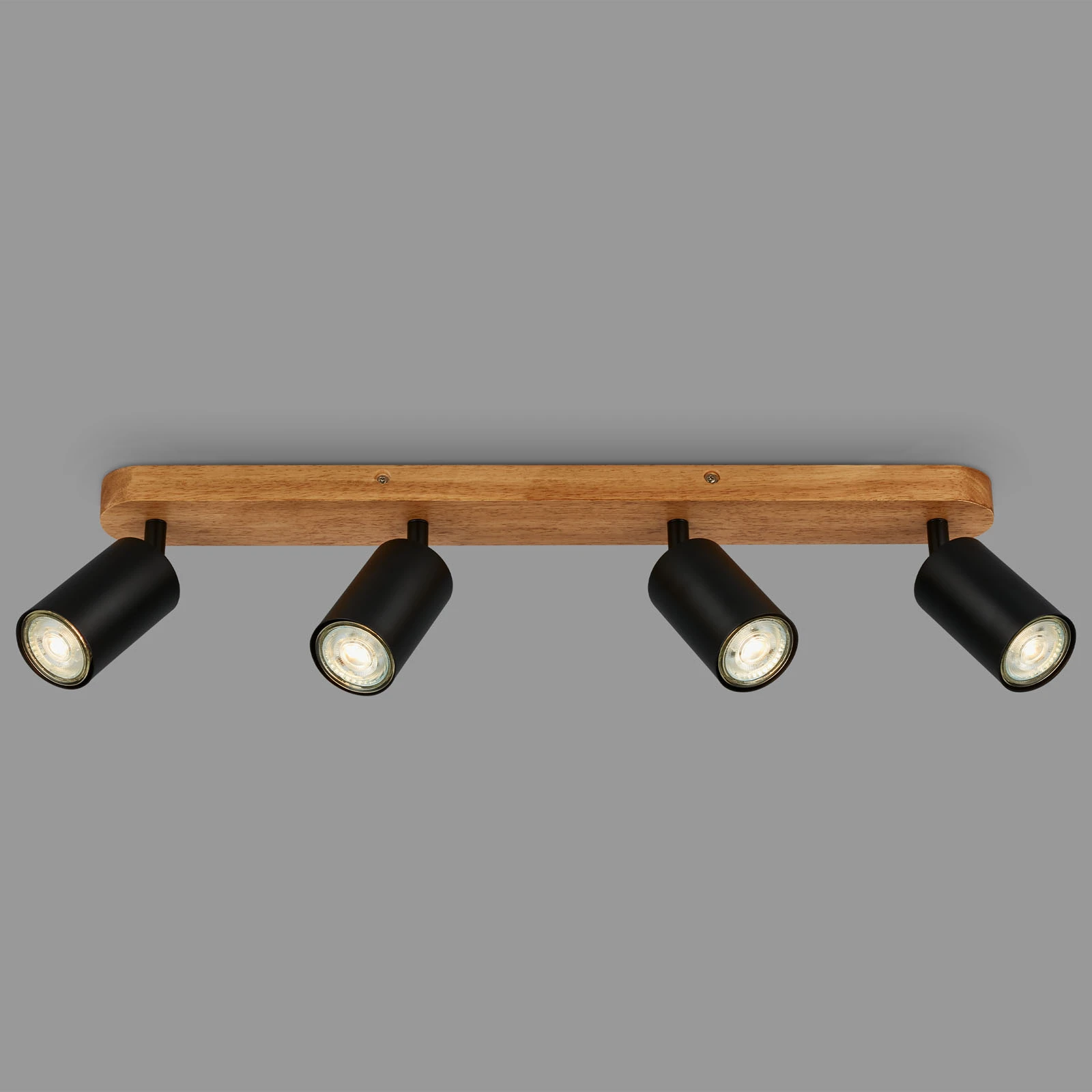 Spotleuchte, schwarz, mit Holz exkl. 4xGU10 9W