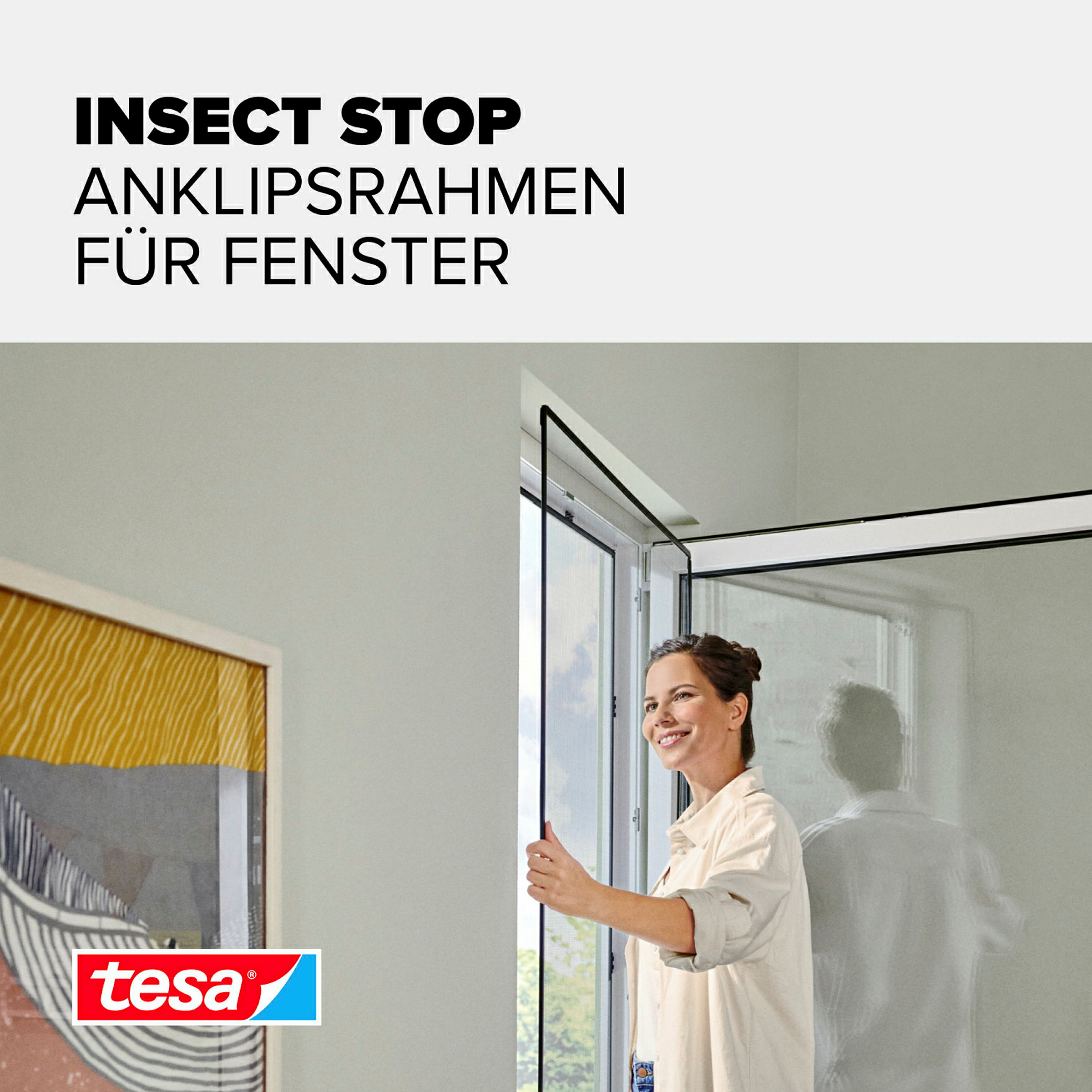 tesa® Anklipsrahmen Fliegengitter 1,00 m x 1,20 m