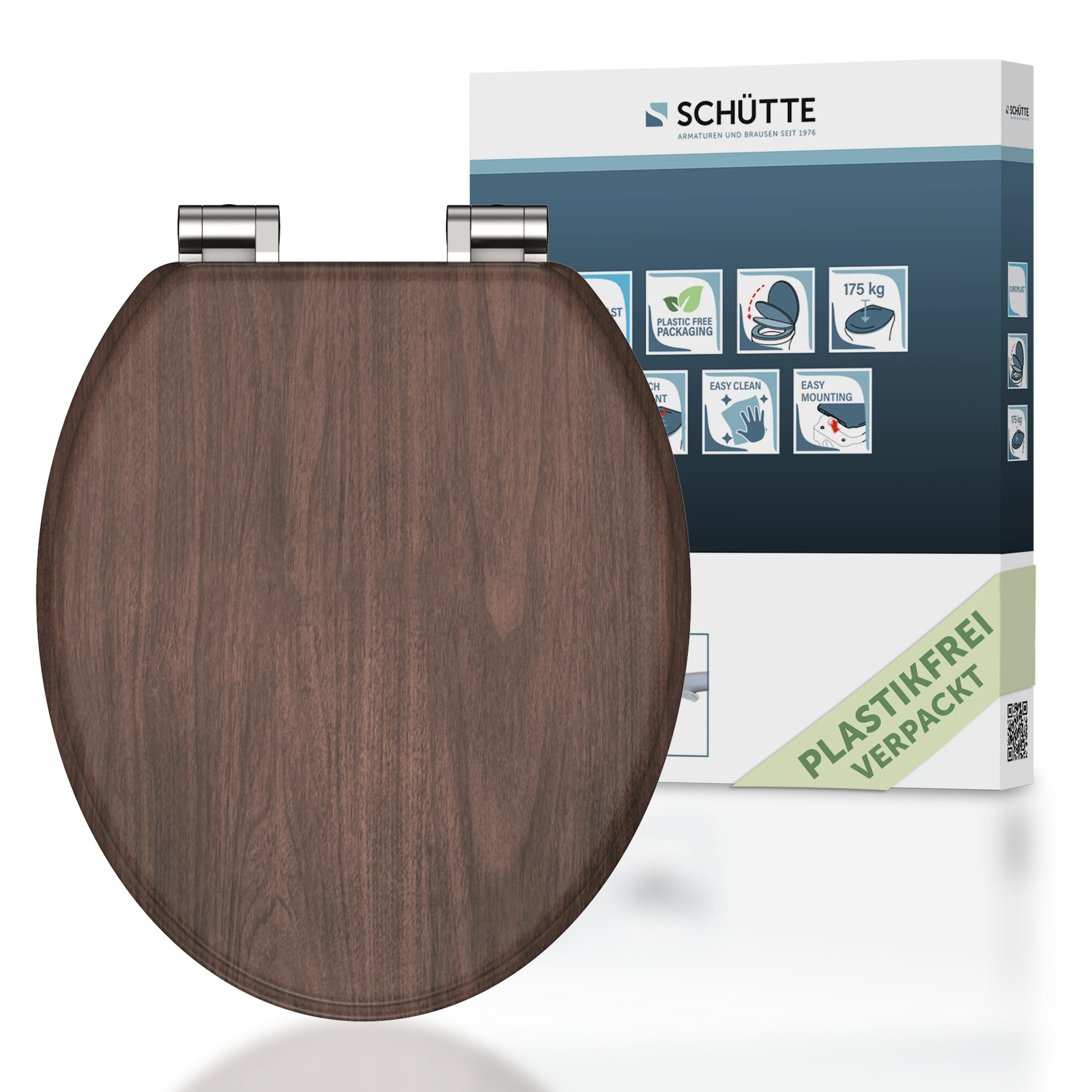 MDF WC-Sitz DARK WOOD, mit Absenkautomatik