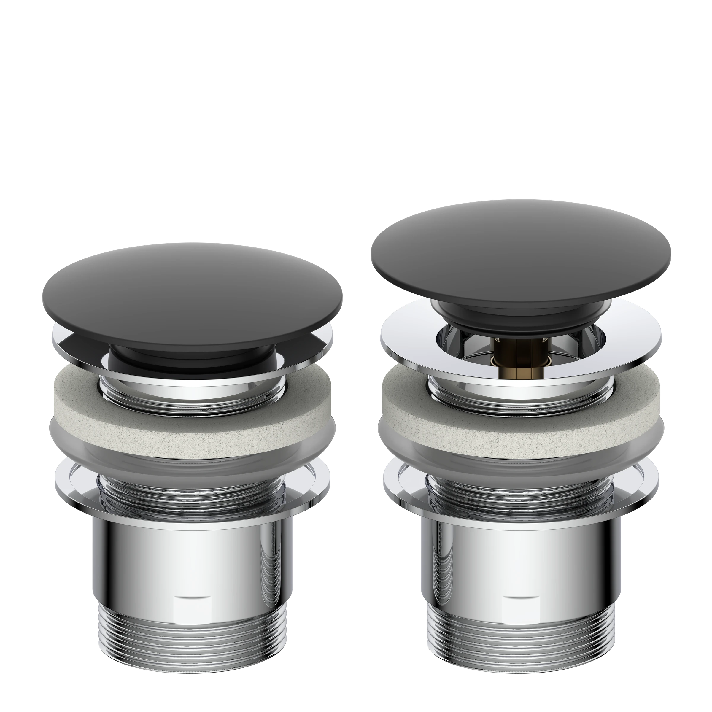 Design-Ablaufventil, Kappe Schwarz matt, 1 1/4'' x 65 mm, mit Überlauf