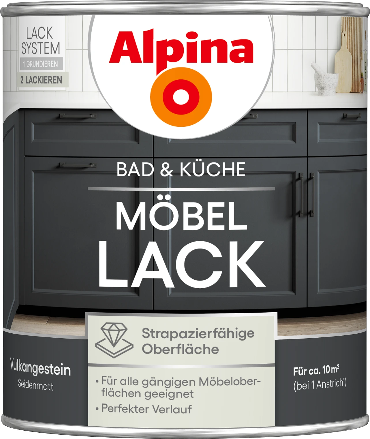 Alpina Bad & Küche Möbel-Lack Vulkangestein SM 0,75L