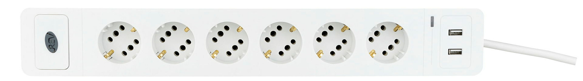 Steckdosenleiste COMBINI 6=12-fach USB , ÜSS & Schalter 1,4m weiß