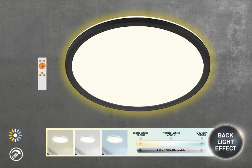 Ultraflaches CCT LED Panel,schwarz, 1xLED/18W