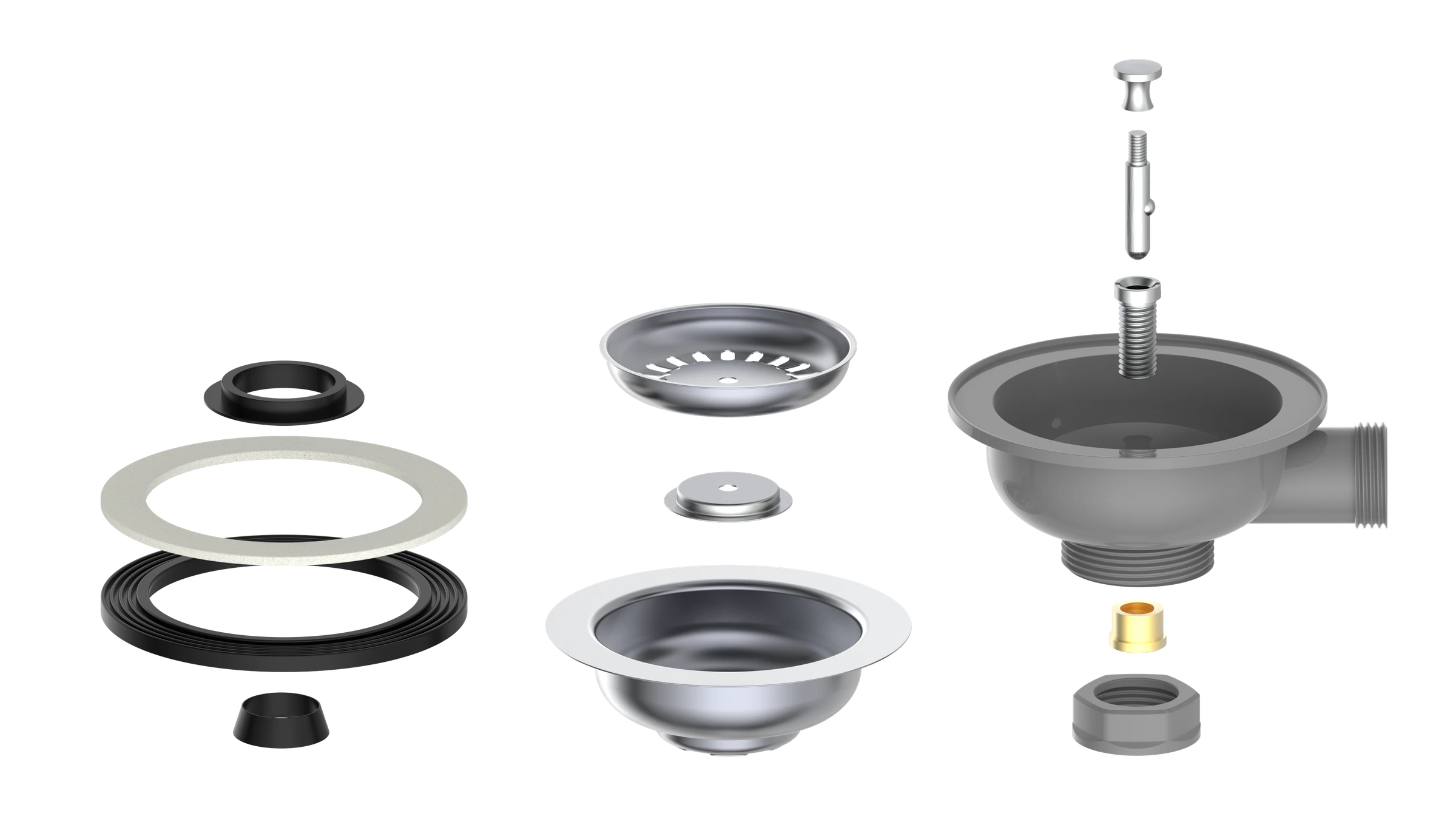 ECO-SAVE KS Korbventil, Grau, 1 1/2''AG, Edelstahl-Ventilkelch & Sieb Ø 114