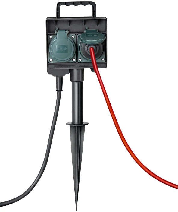 Gartensteckdose mit Erdspiess 2-Fach 14m Kabel H07RN-F3G15