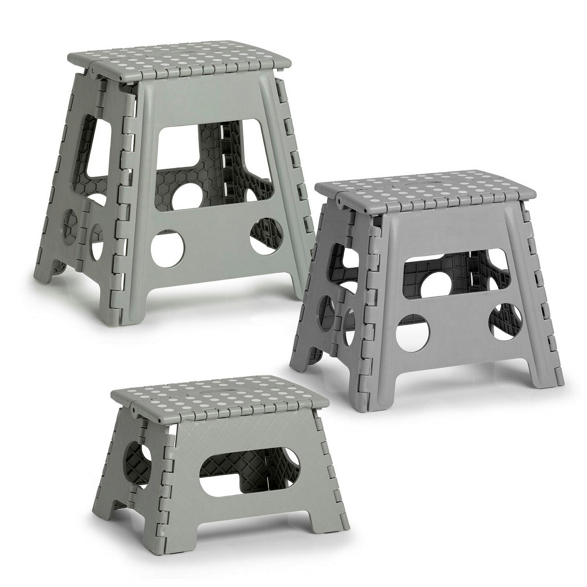 Klapphocker, Kunststoff, grau 37 x 30 x 32 cm, Belastbarkeit 150kg, TÜV Sic