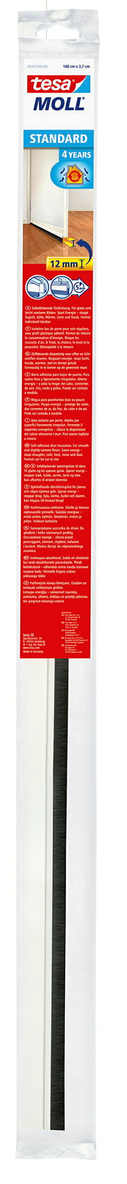 tesamoll® Standard Türdichtschiene für glatte Böden weiß