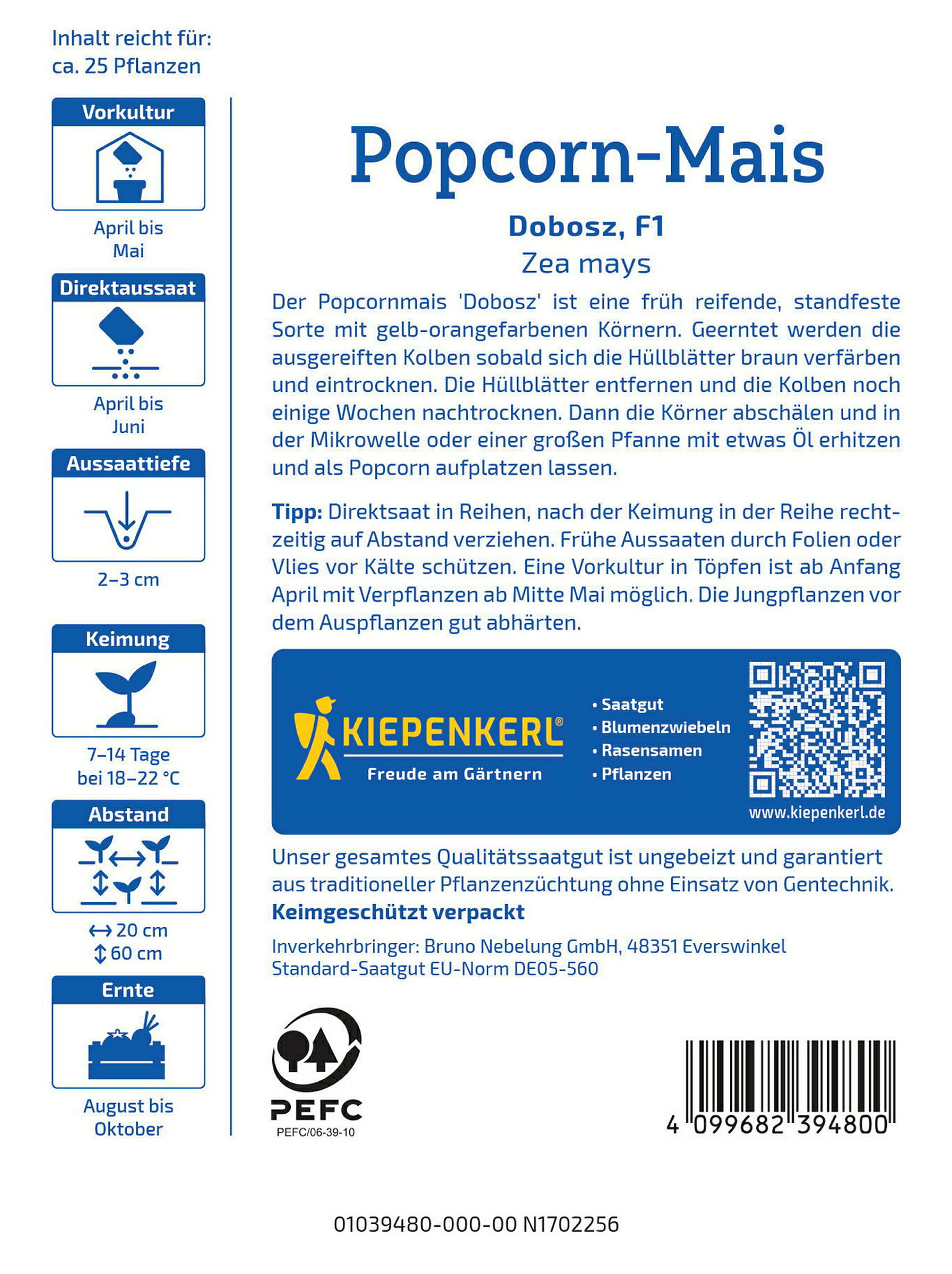 Kiepenkerl Popcorn-Mais Dobosz, F1