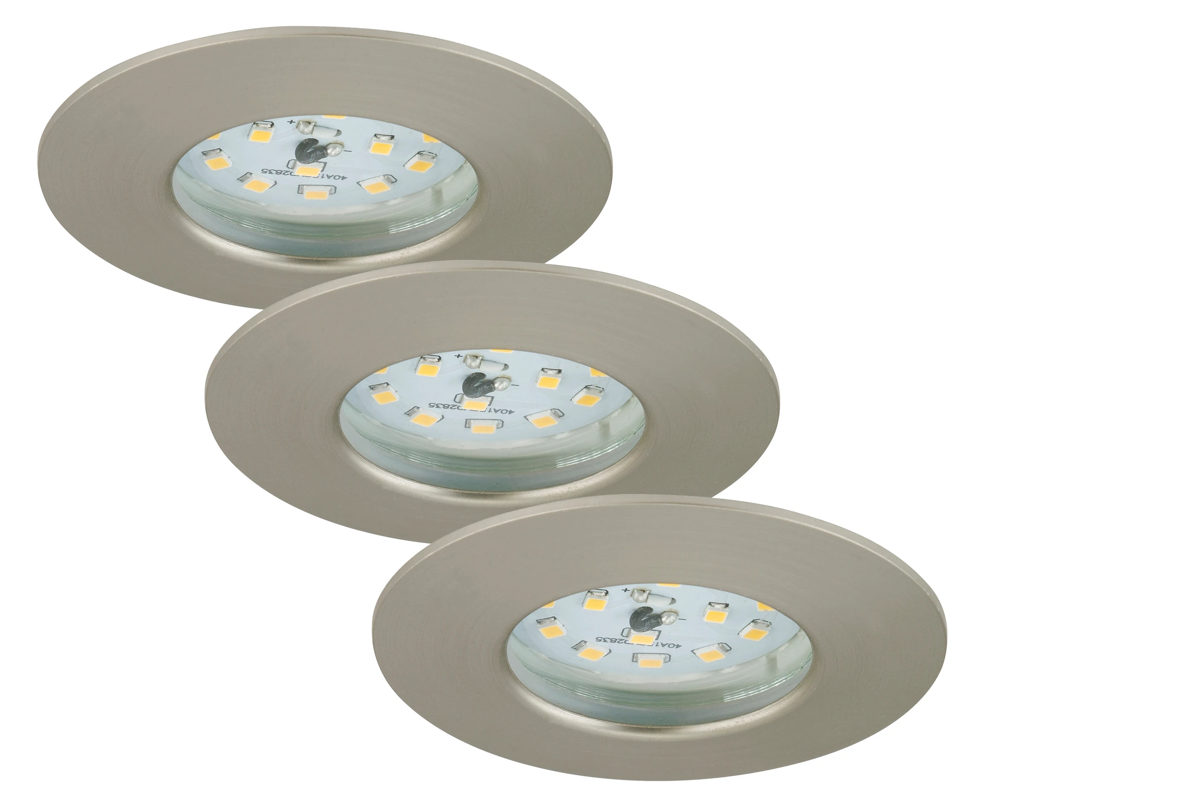 LED Einbauleuchten, matt-nickel, 3xLED-Modul/4,8W