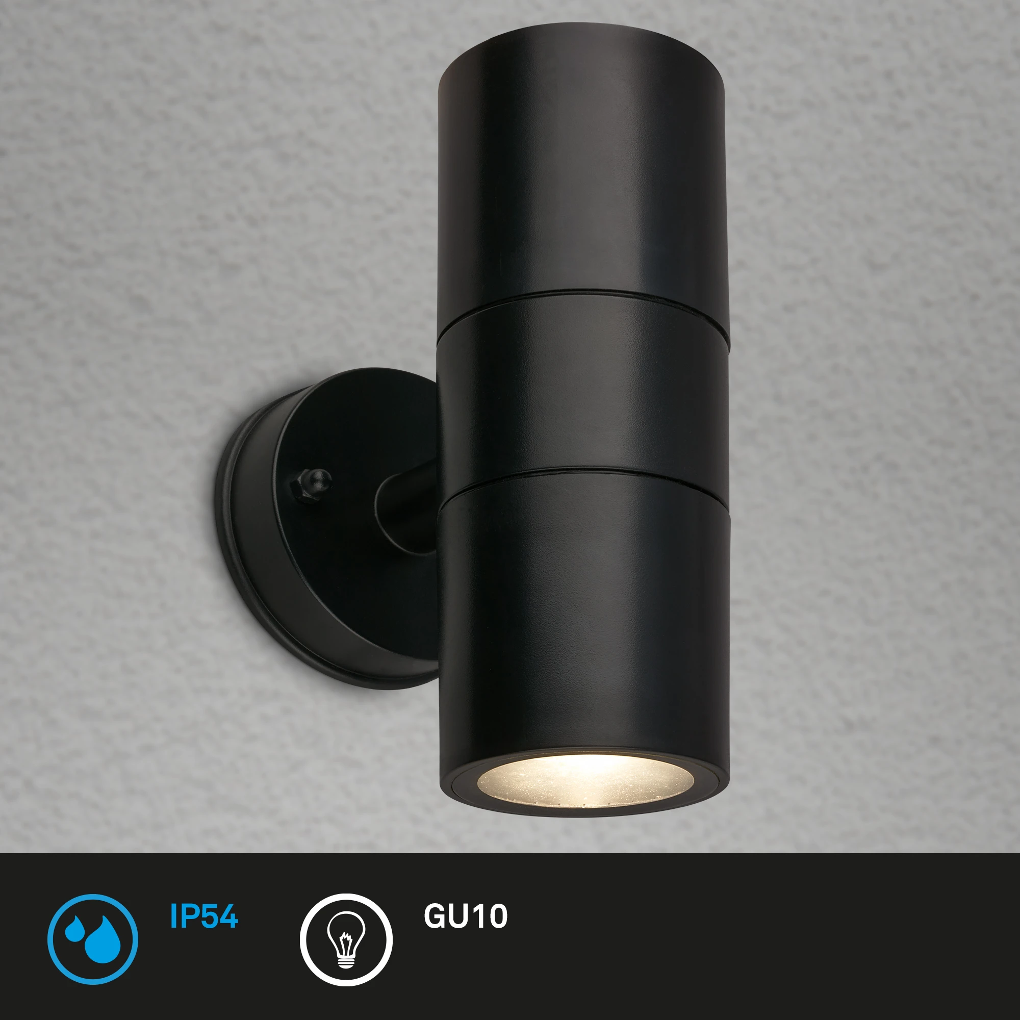 Außenwandleuchte, Schwarz, 2xGU10, IP54