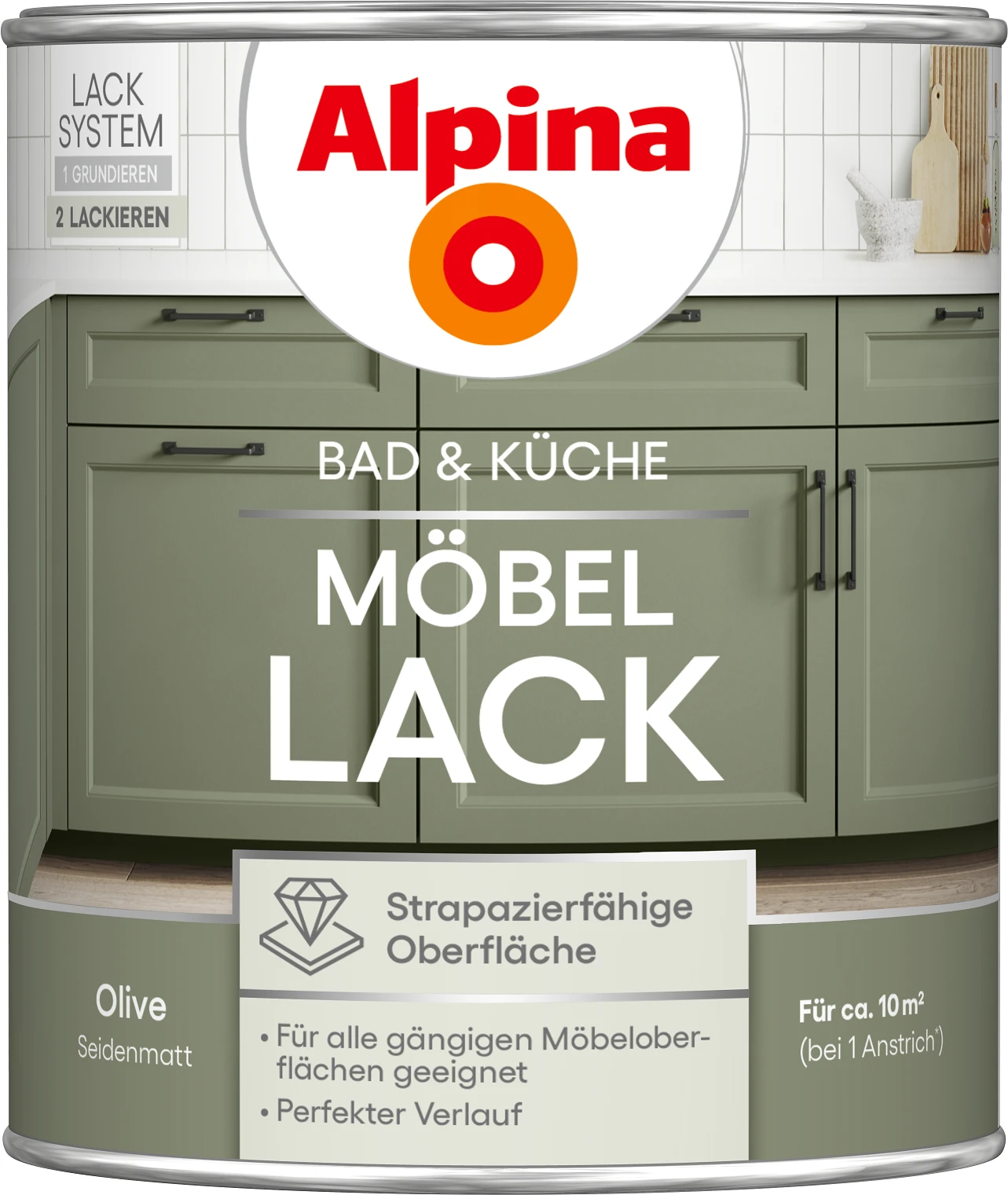 Alpina Bad & Küche Möbel-Lack Olive SM 0,75L