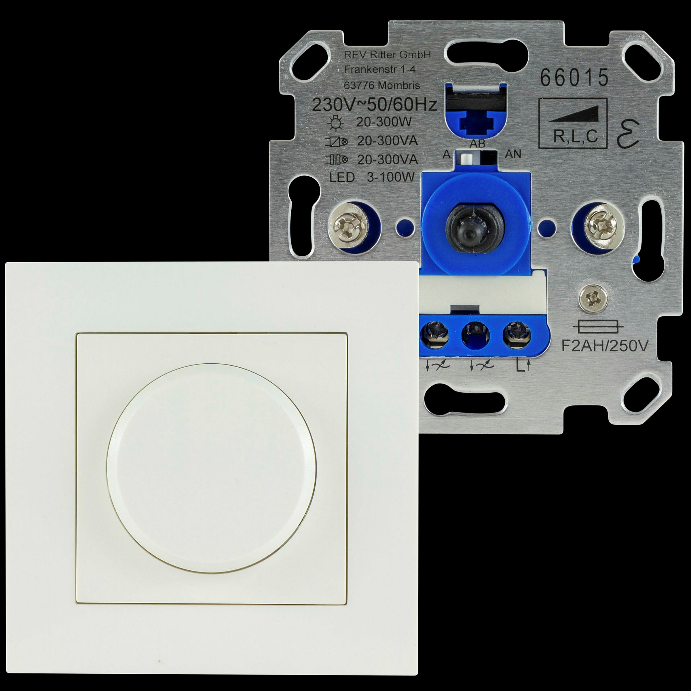 Dimmer Universal Komplettgerät Unterputz mit Rahmen weiß