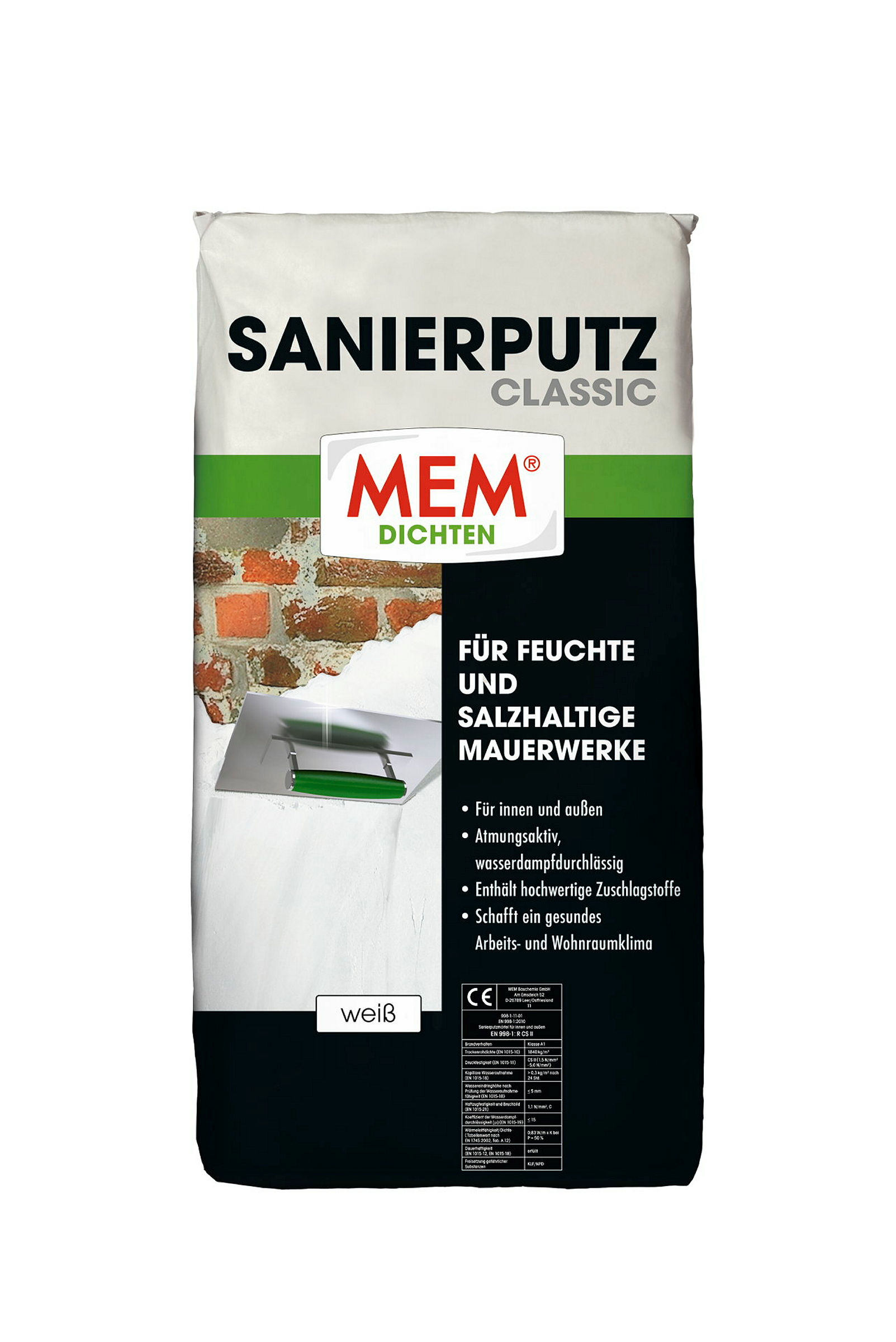 MEM Sanierputz Classic weiss, 25 kg