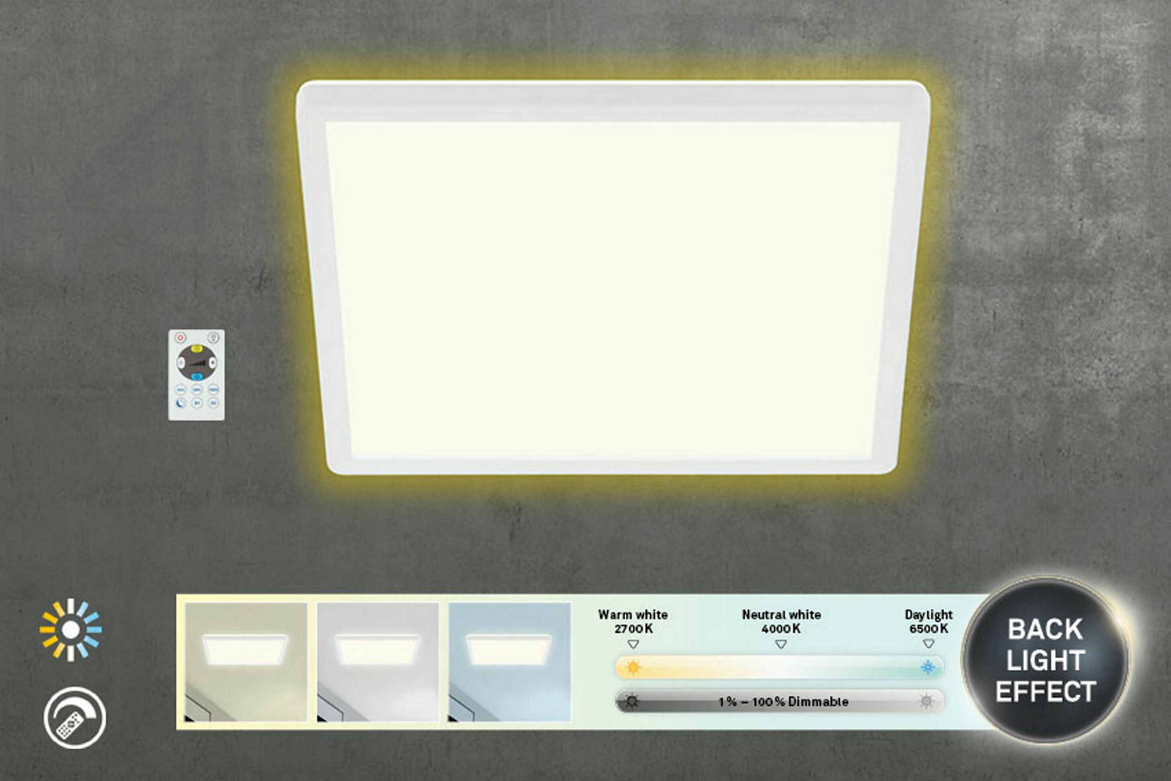 Ultraflaches CCT LED Panel,weiß, 1xLED/18W