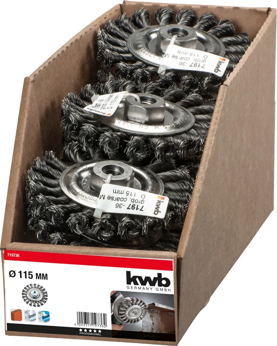 AGGRESSO-FLEX® Scheibenbu rste, Stahldraht, M 14, gezopft, ø 115 mm