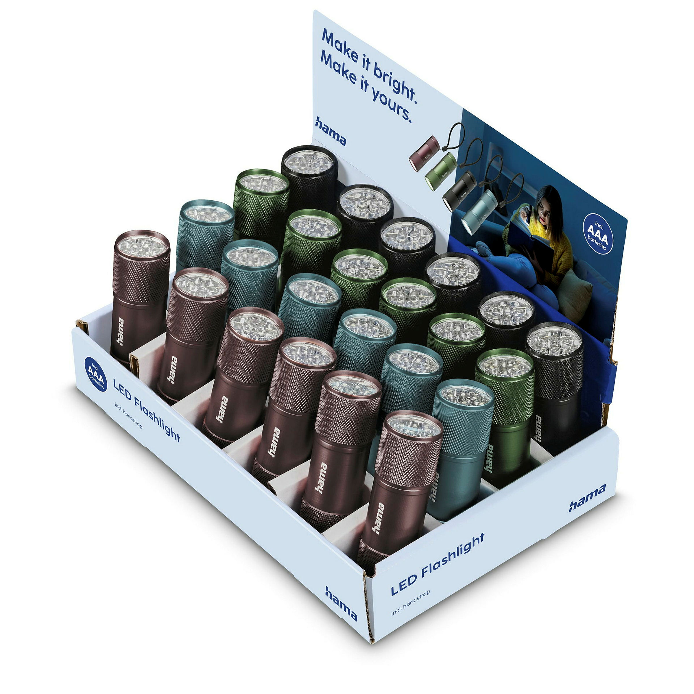 Hama LED-Taschenlampe ''FL25'', mit Batterien, Aluminium, 24 St./Display