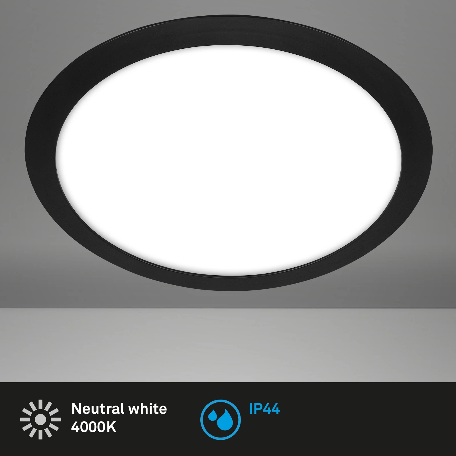 LED Deckenleuchte, schwarz, IP44, 1xLED/12W