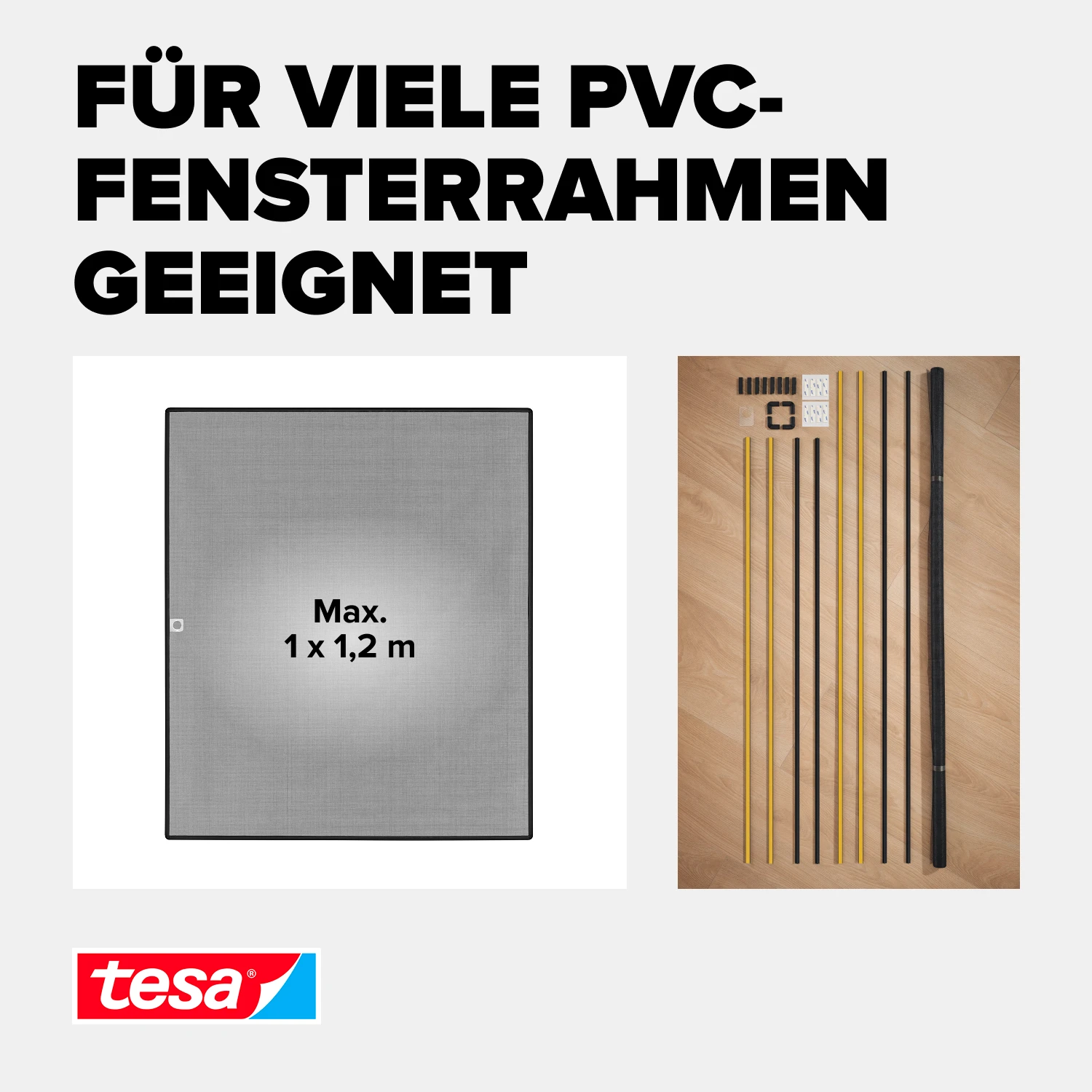 tesa® Anklipsrahmen Fliegengitter 1,00 m x 1,20 m
