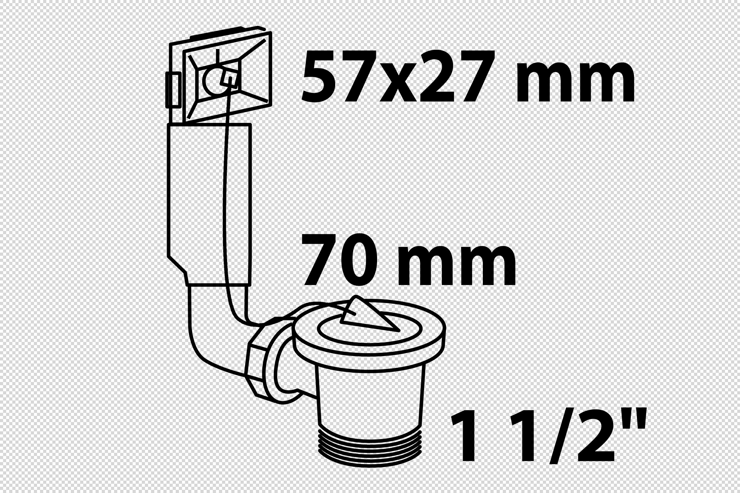 ECO-SAVE KS Spülen-Ab- und Überlaufgarnitur, Grau, 1 1/2''AG x 70 mm, höhen