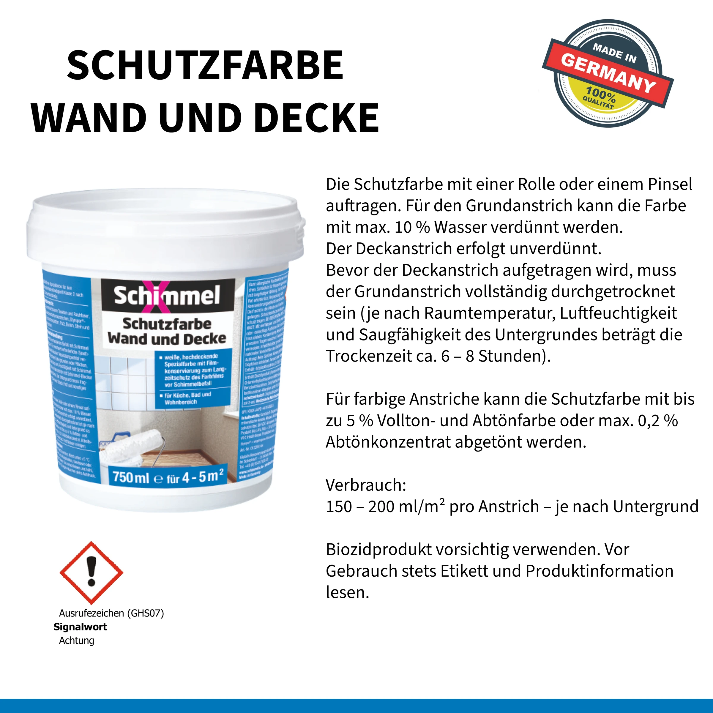 SchimmelX Schutzfarbe Wand und Decke 750 ml