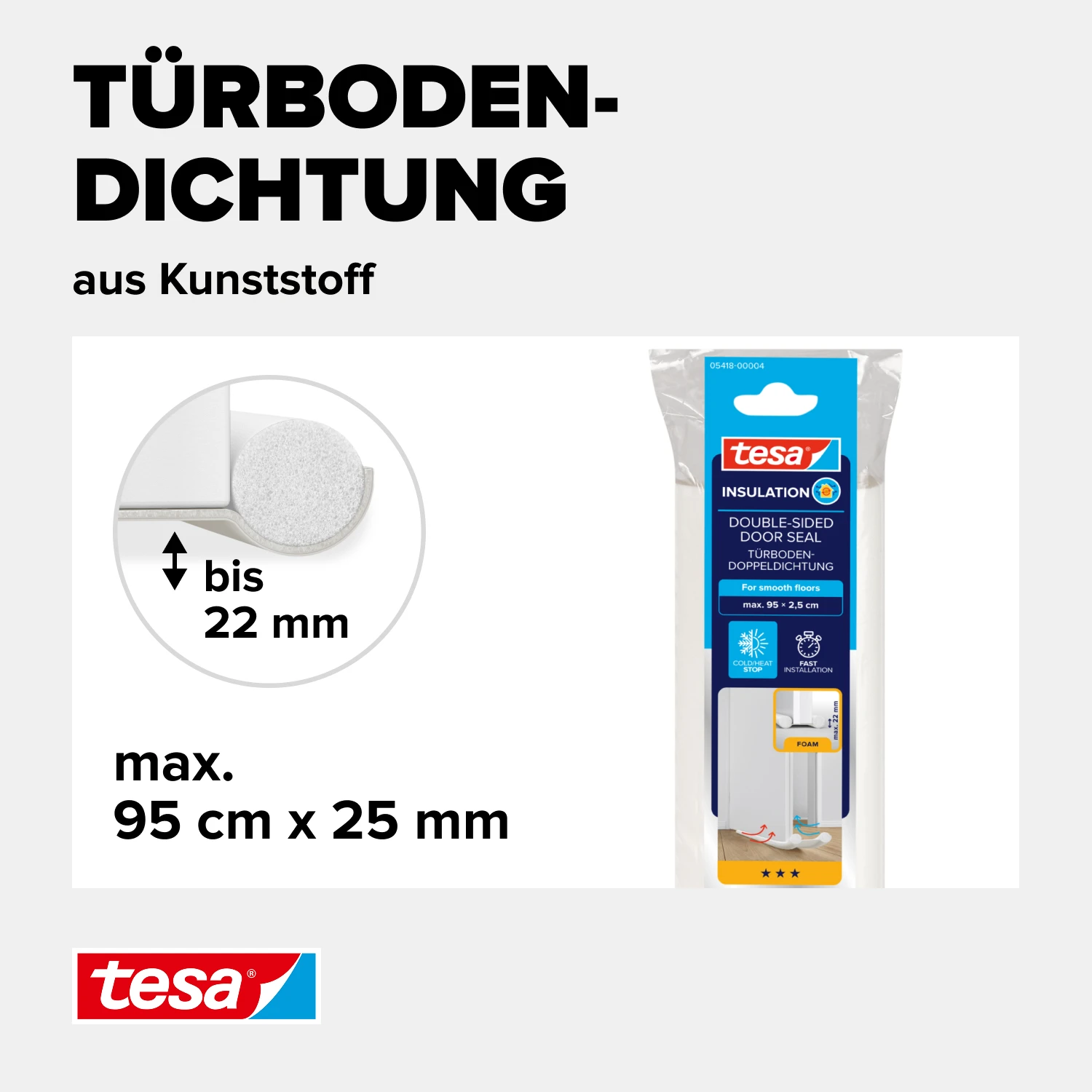 tesamoll®l® Türbodendoppeldichtung weiss, 95cm:25mm