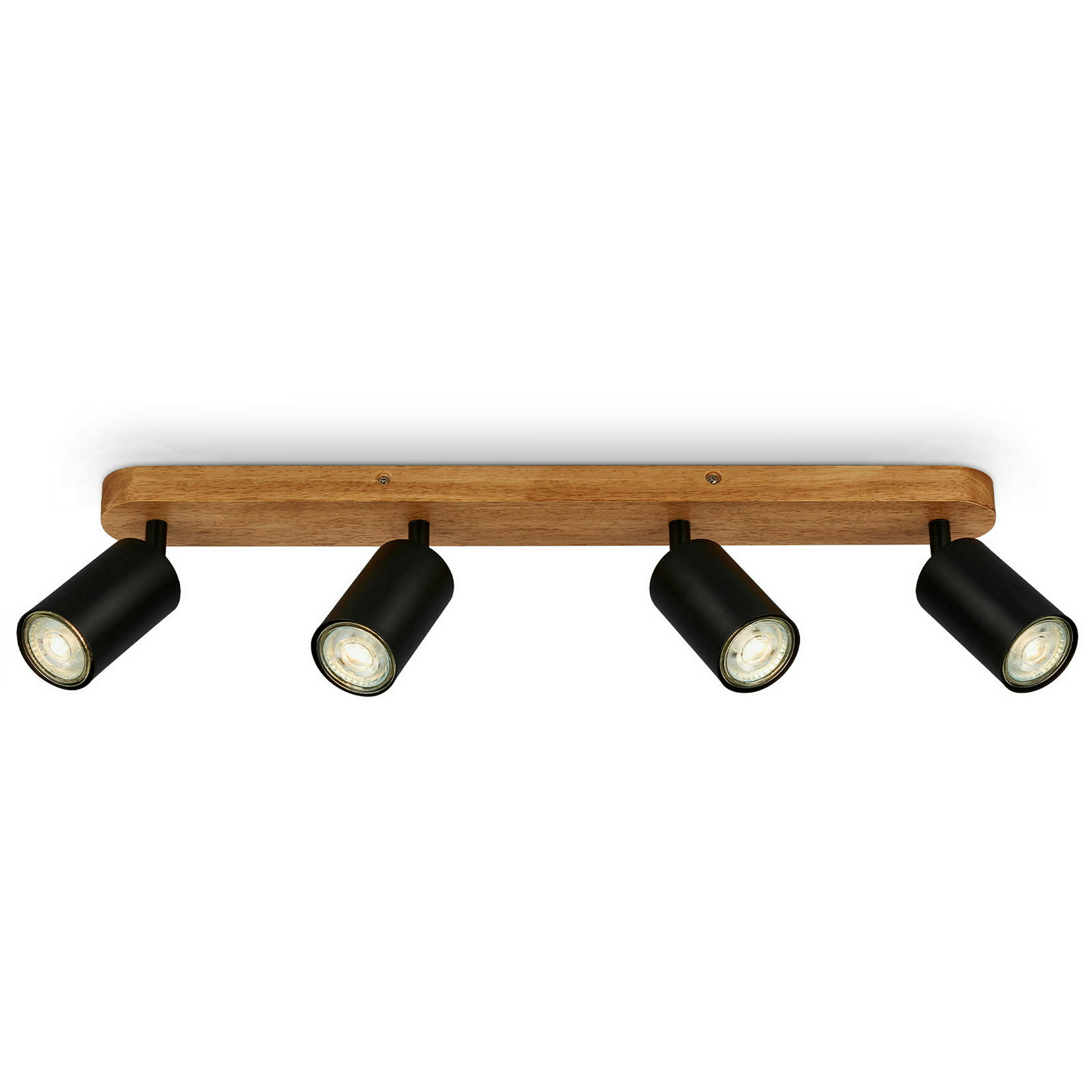 Spotleuchte, schwarz, mit Holz, exkl. 4xGU10 9W