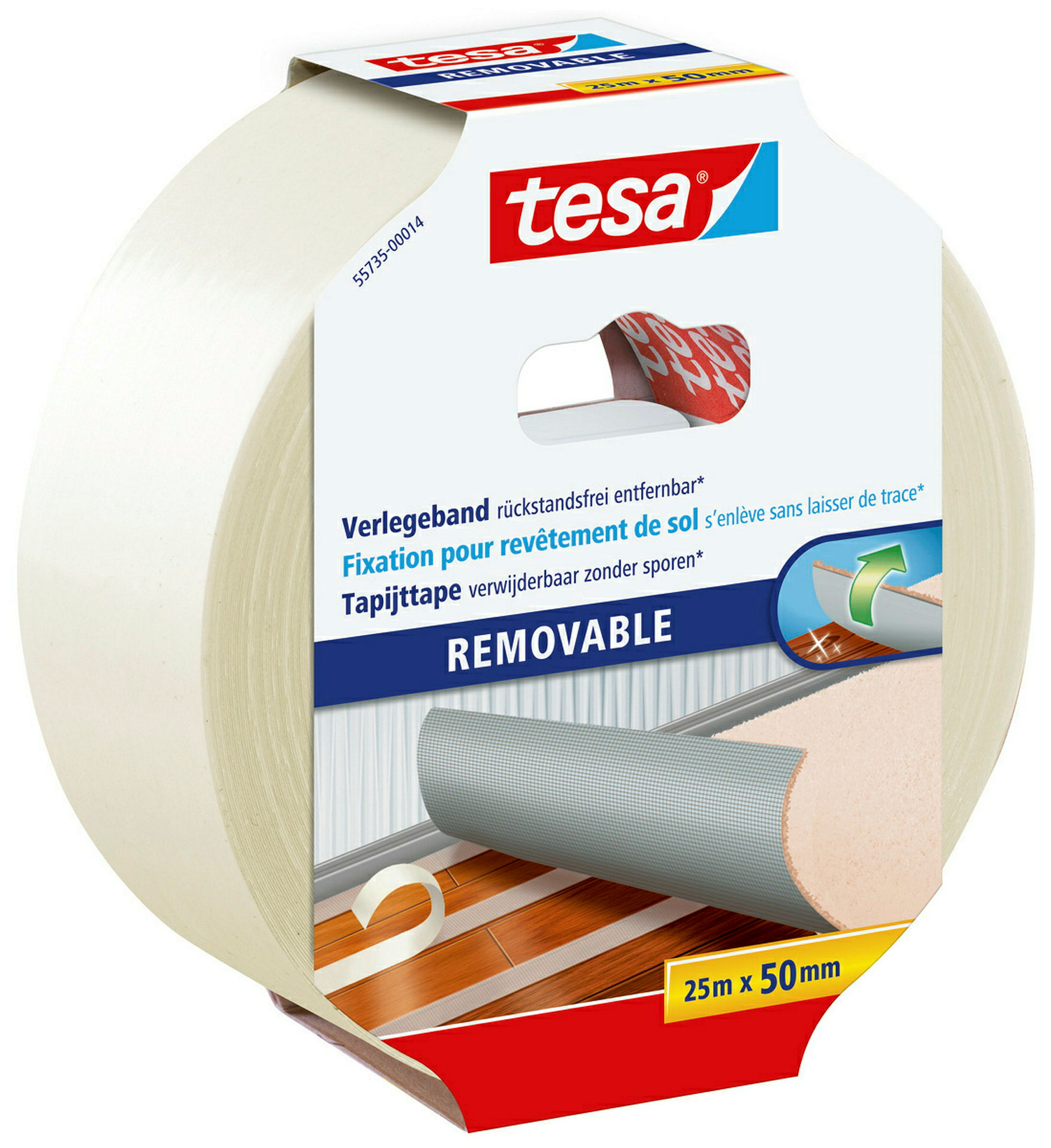 tesa® Verlegeband, rückstandsfrei entfernbar, 25m:50mm