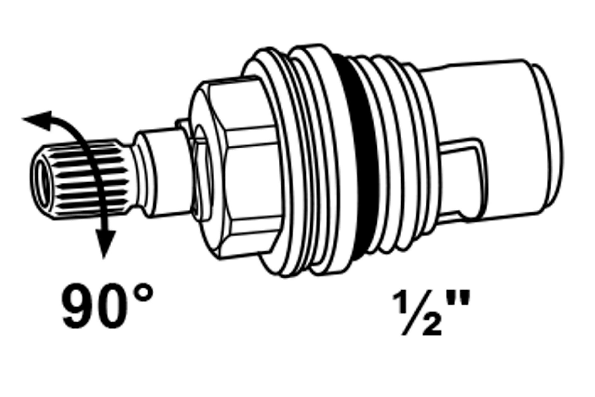 Keramik-Oberteil, Messing blank, 1/2'', 90° Verschluss