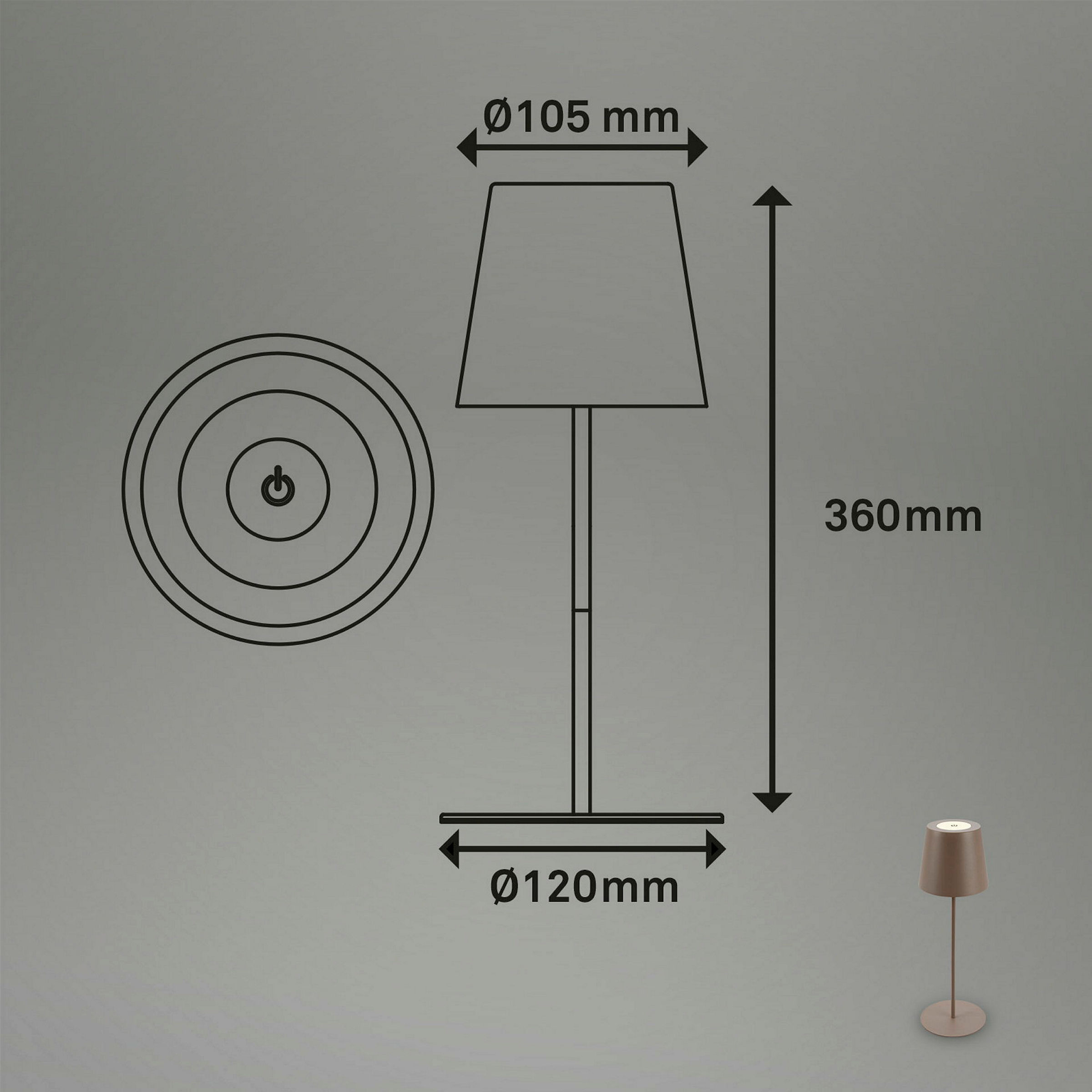 KIKI LED Akku Tischleuchte, IP44, 2,5W, Umbrasand