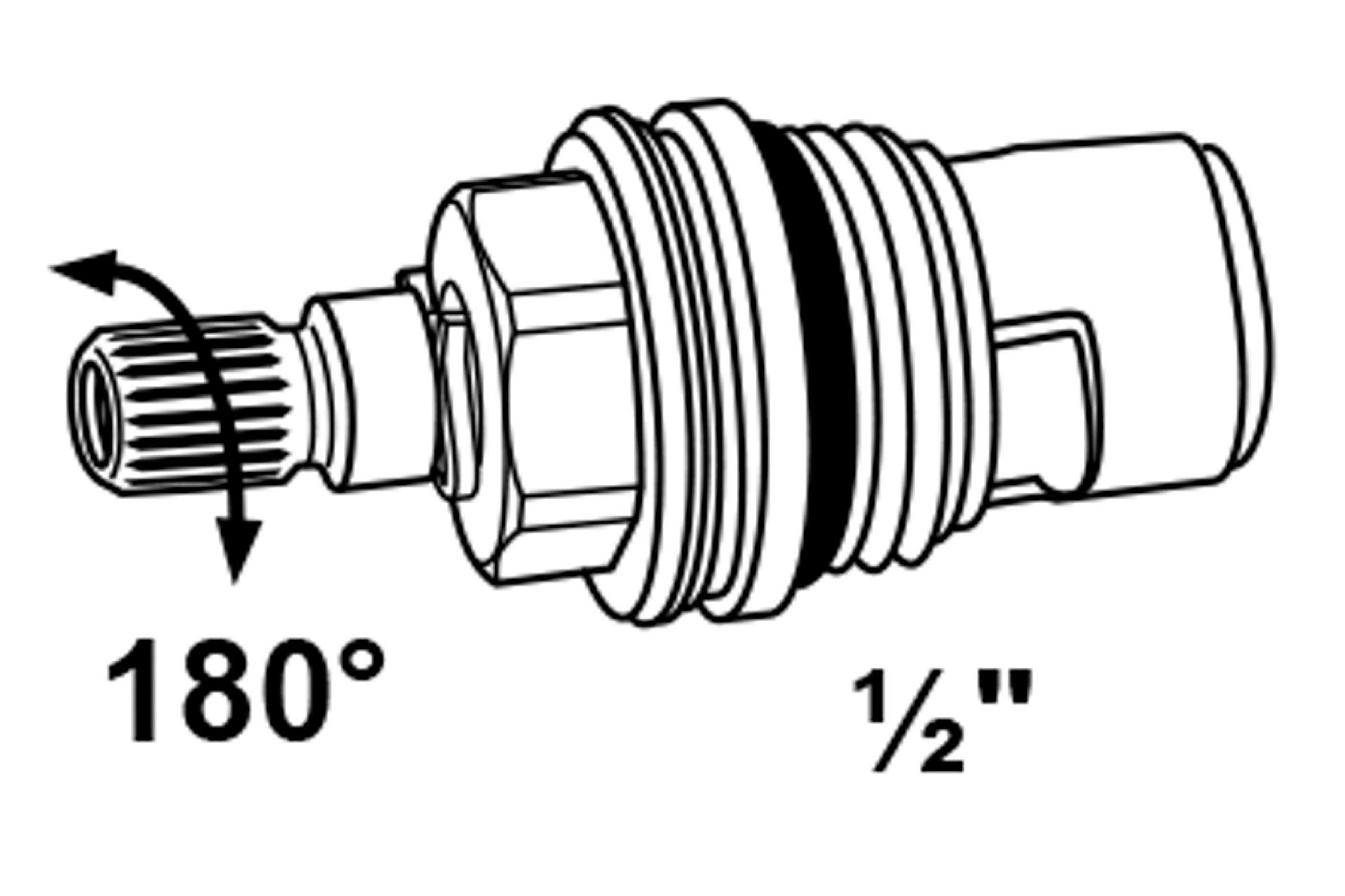 Keramik-Oberteil, Messing blank, 1/2'', 180° Verschluss