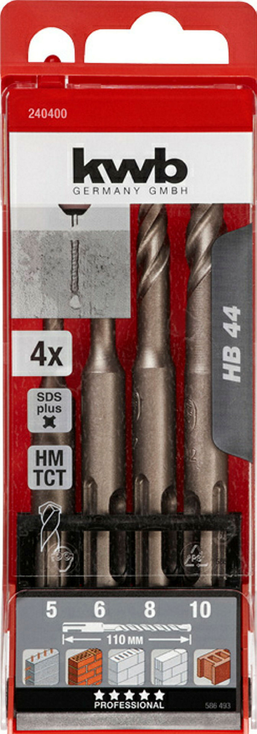 HB 44 SDS plus Hammerbohrersatz, 4-tlg., ø 5, 6, 8, 10 mm