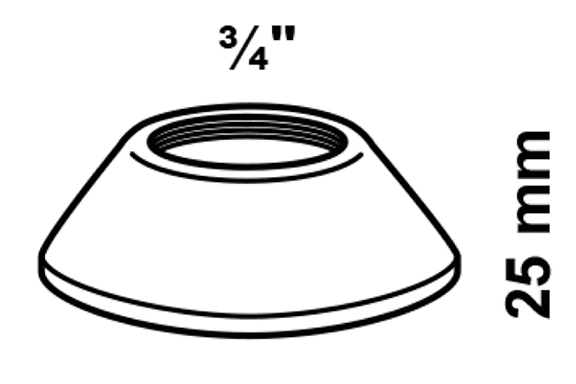 Gewinderosette, Chrom, 3/4'' x 70 mm x 25 mm