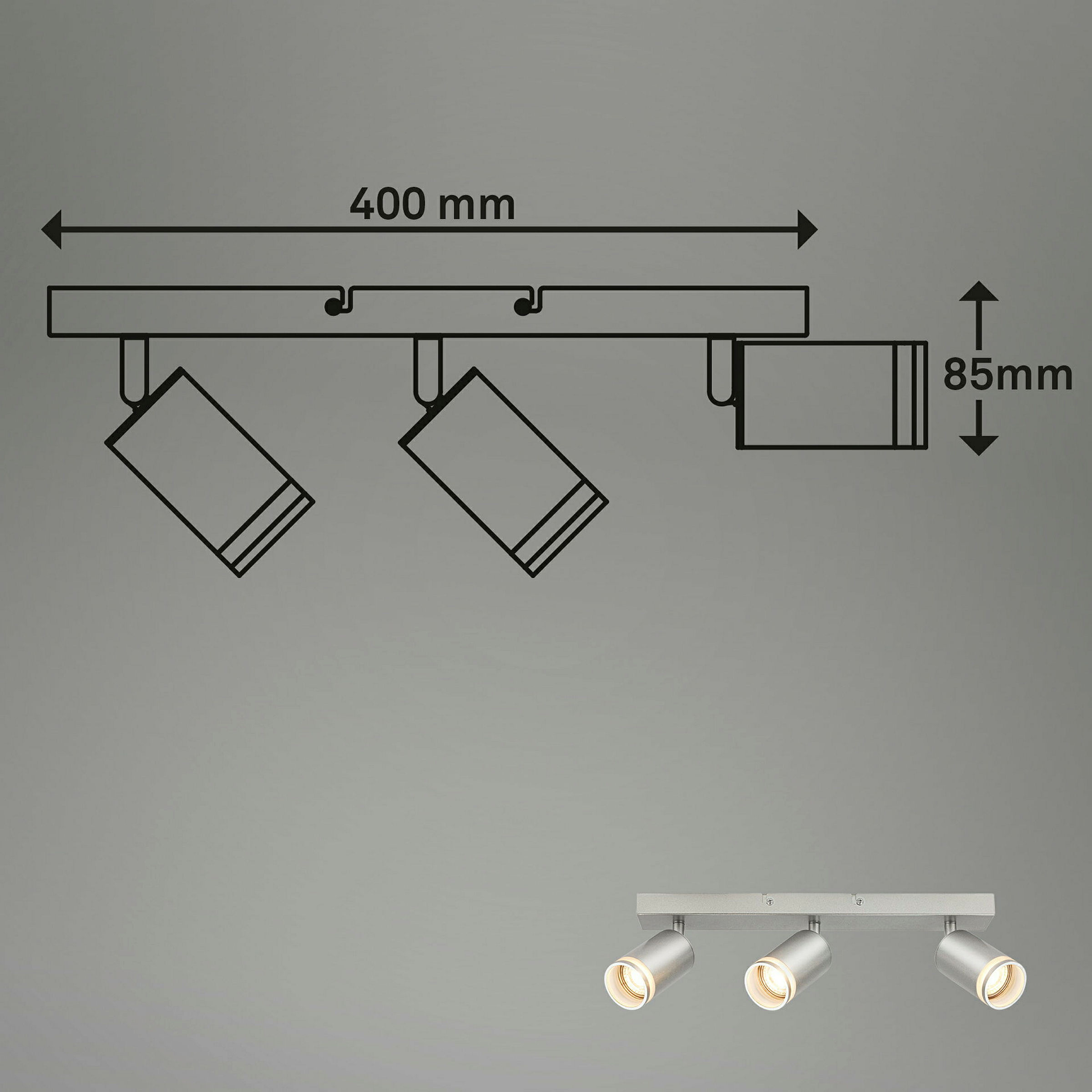 RUB Spot light, 3-flame, GU10/excl. bulb, chrome-matt