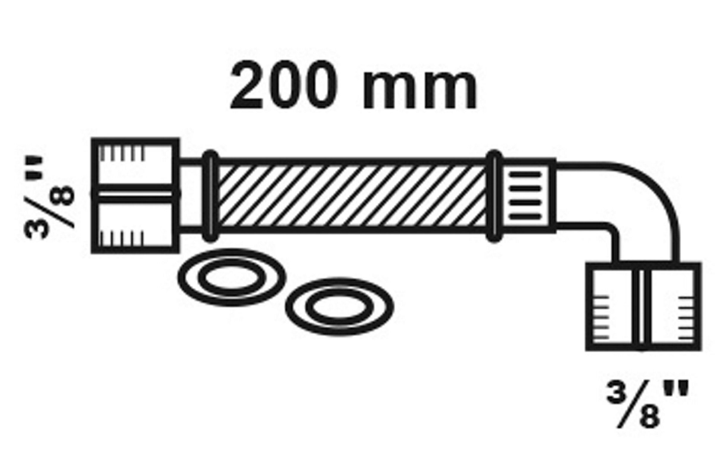 Flexibler Spülkasten-Anschlussschlauch, 3/8''IG x 200 mm x 3/8''IG, einseit