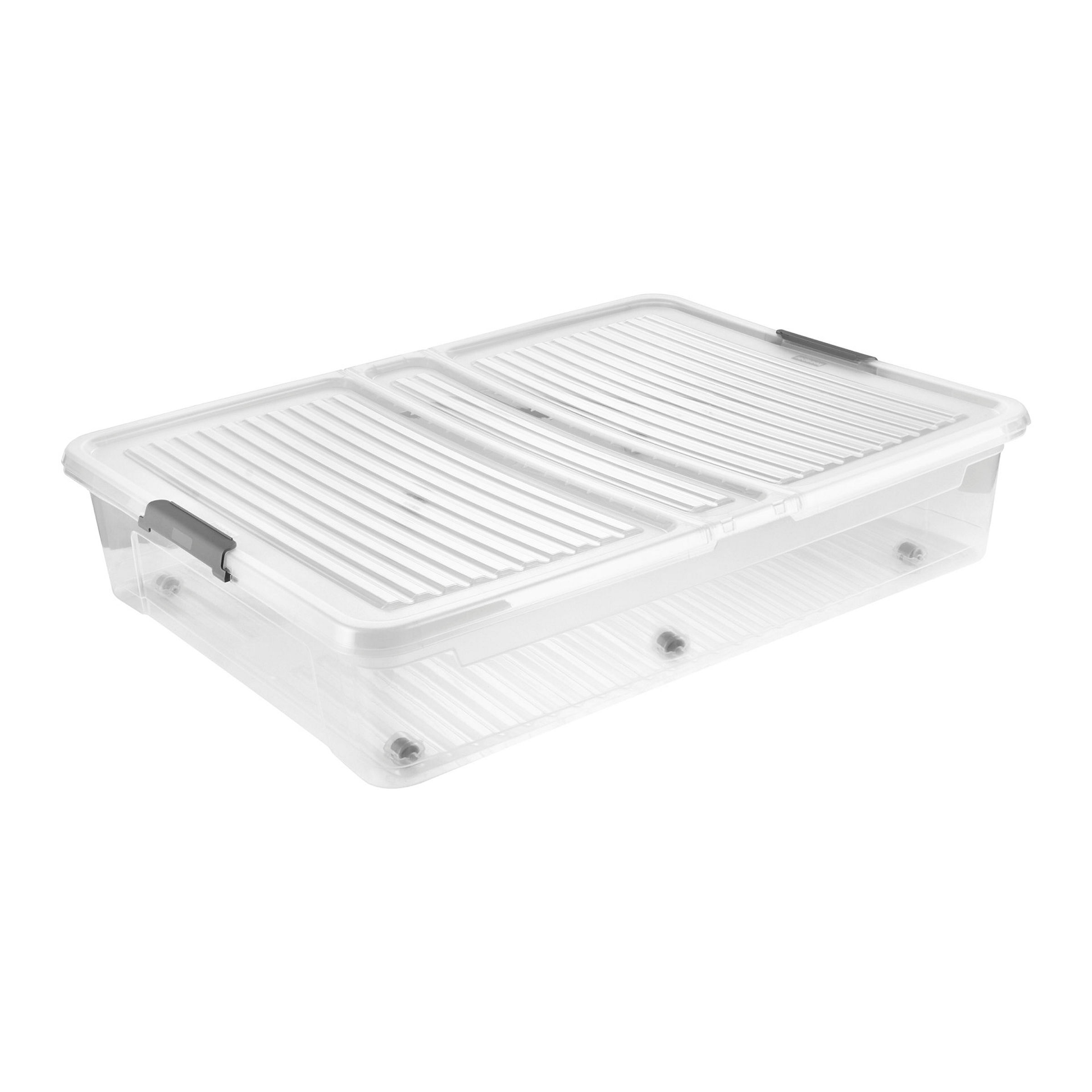 keeeper Unterbettbox mit Deckel, 77 x 58 x 16 cm, 53 L, leo, Transparent