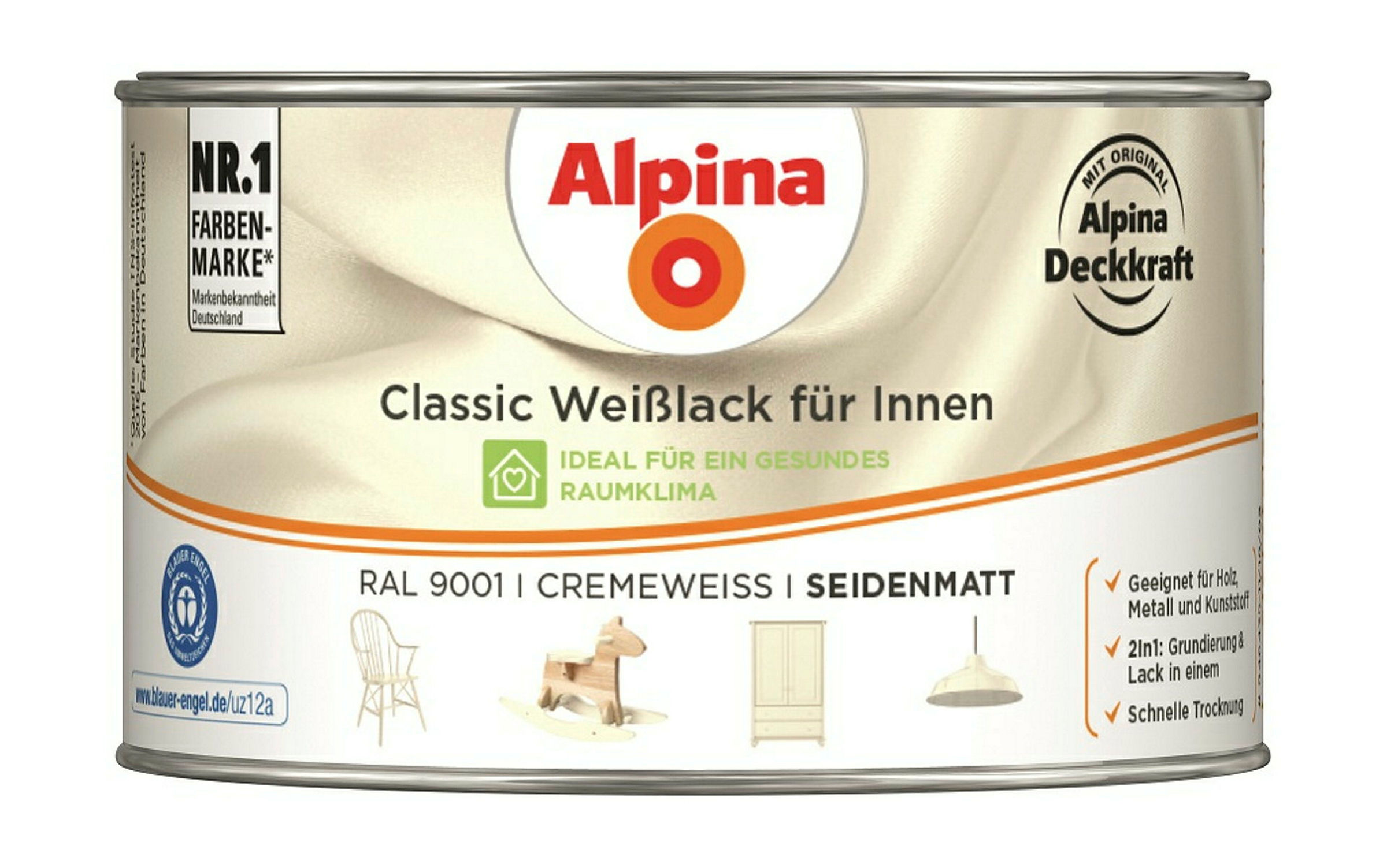 Alpina Classic Weißlack für Innen Cremeweiß 300ml seidenmatt