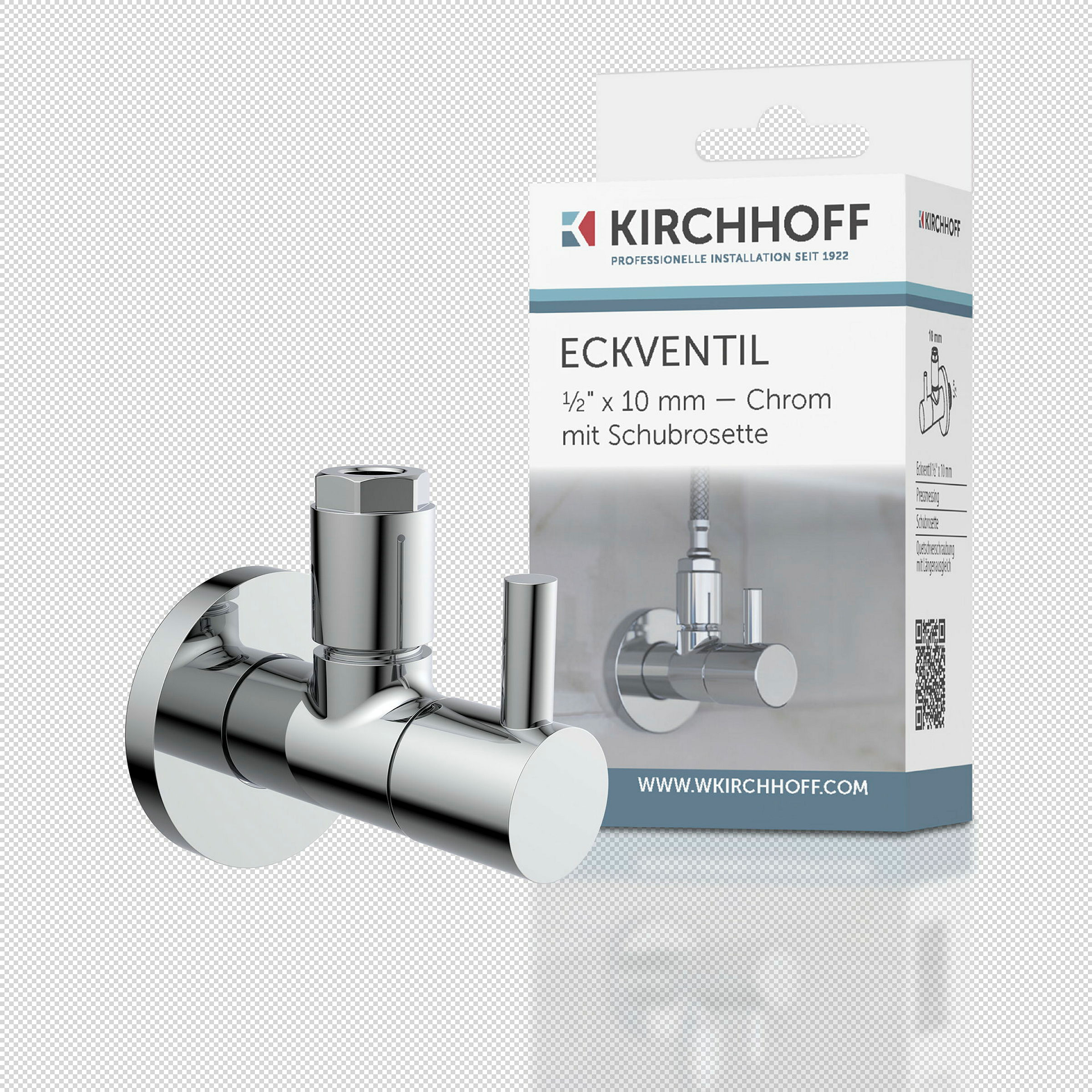 DEV-5WK, Eckventil, 1/2''AG x 10 mmQ, mit Rosette