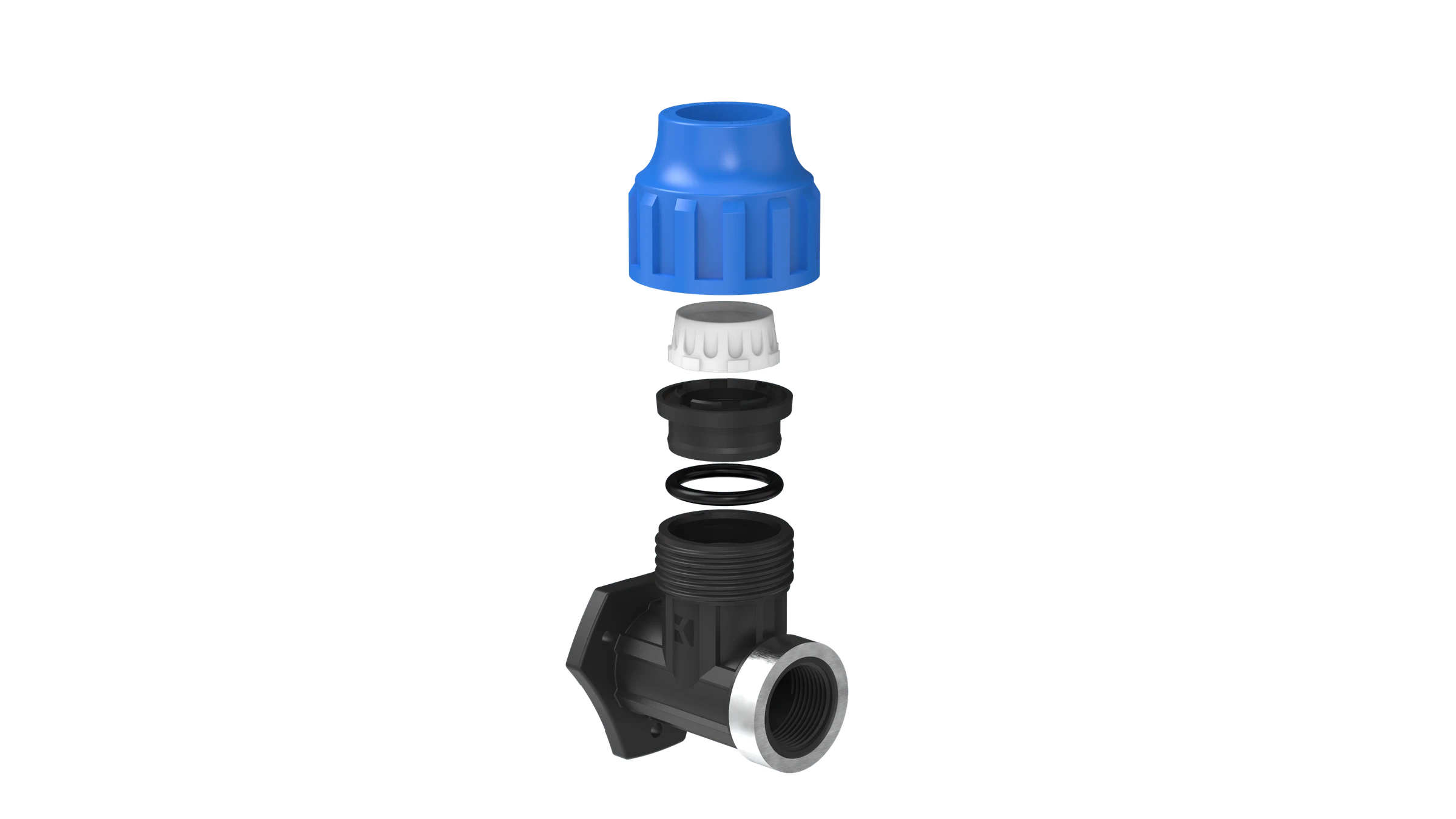 PP Wandscheibe, 25 mm x 3/4''IG, Klemmfitting für HDPE, DVGW zertifiziert