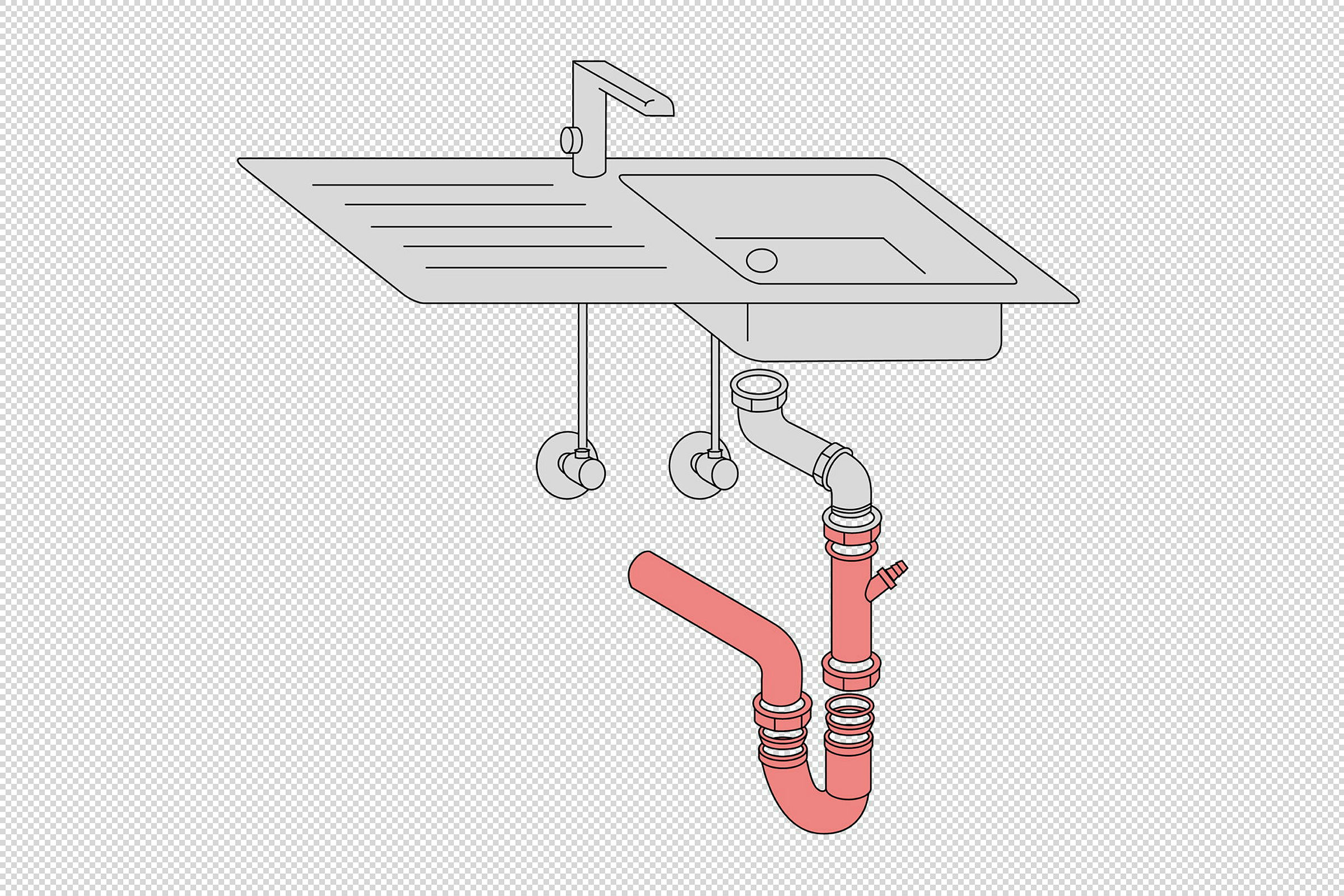 ECO-SAVE KS Flexibler Spültisch-Röhrensiphon, Grau, 1 1/2'' x 3/4''T x 40/5