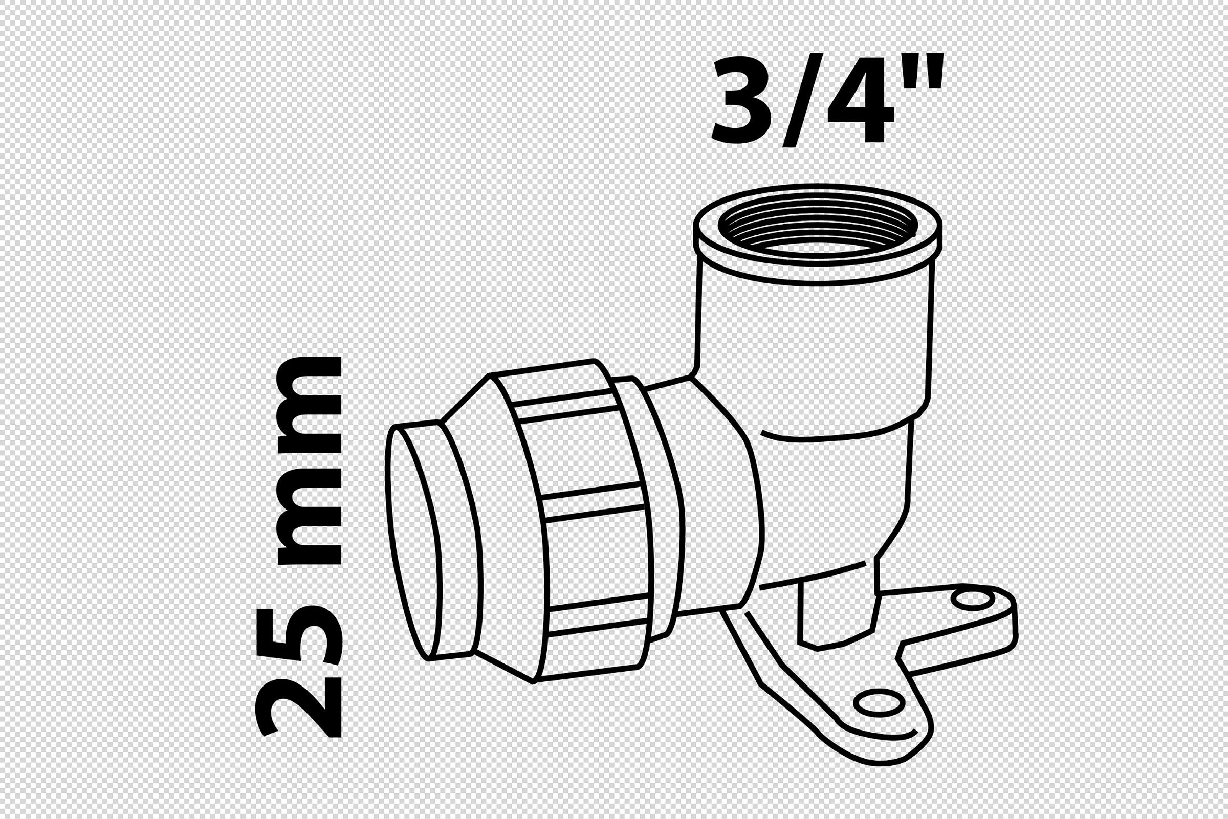 MS Wandscheibe, 25 mm x 3/4''IG, Klemmfitting für HDPE, DVGW zertifiziert