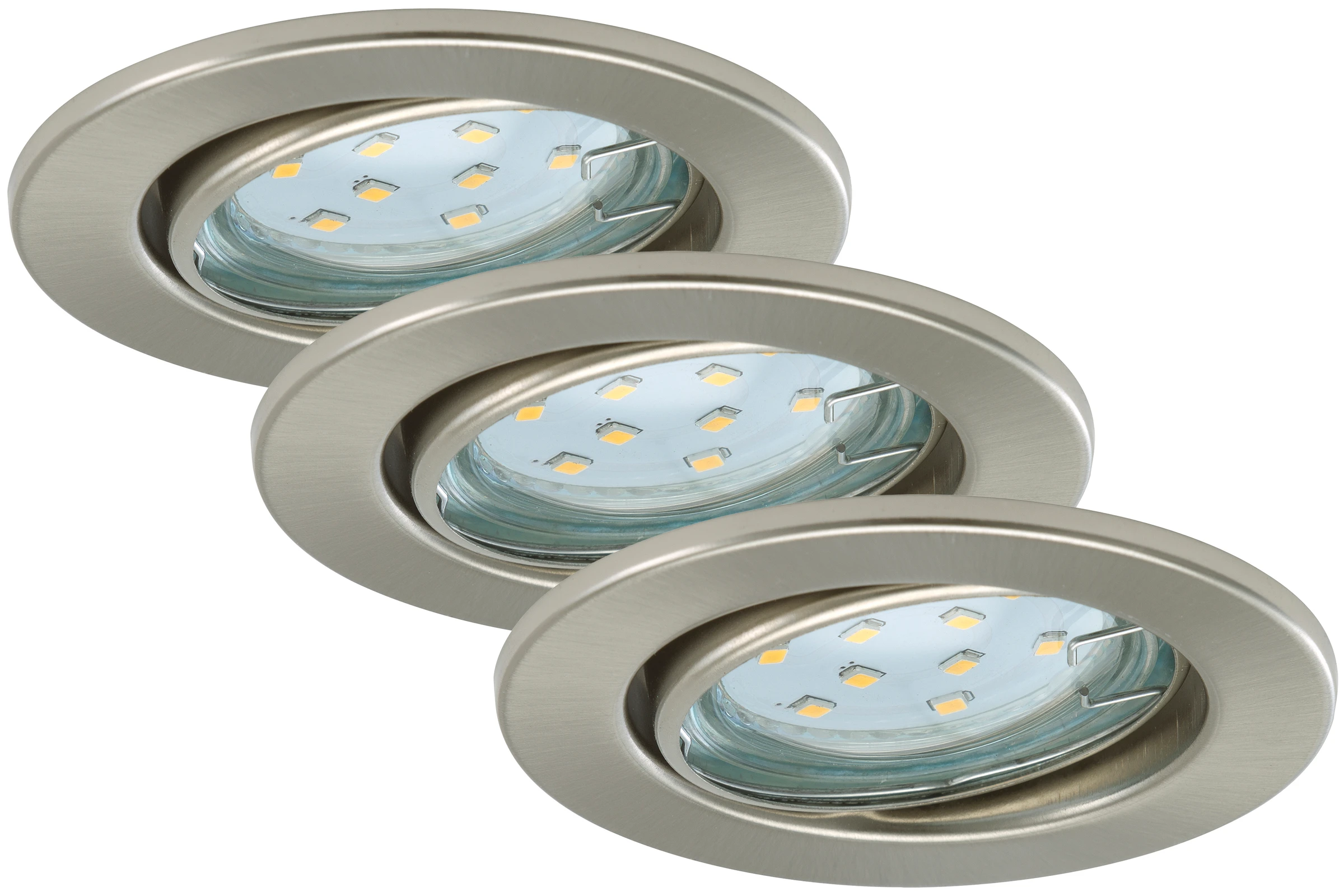 LED Einbauleuchten, nickel,3er-Set,3xLED/GU10/2,9W